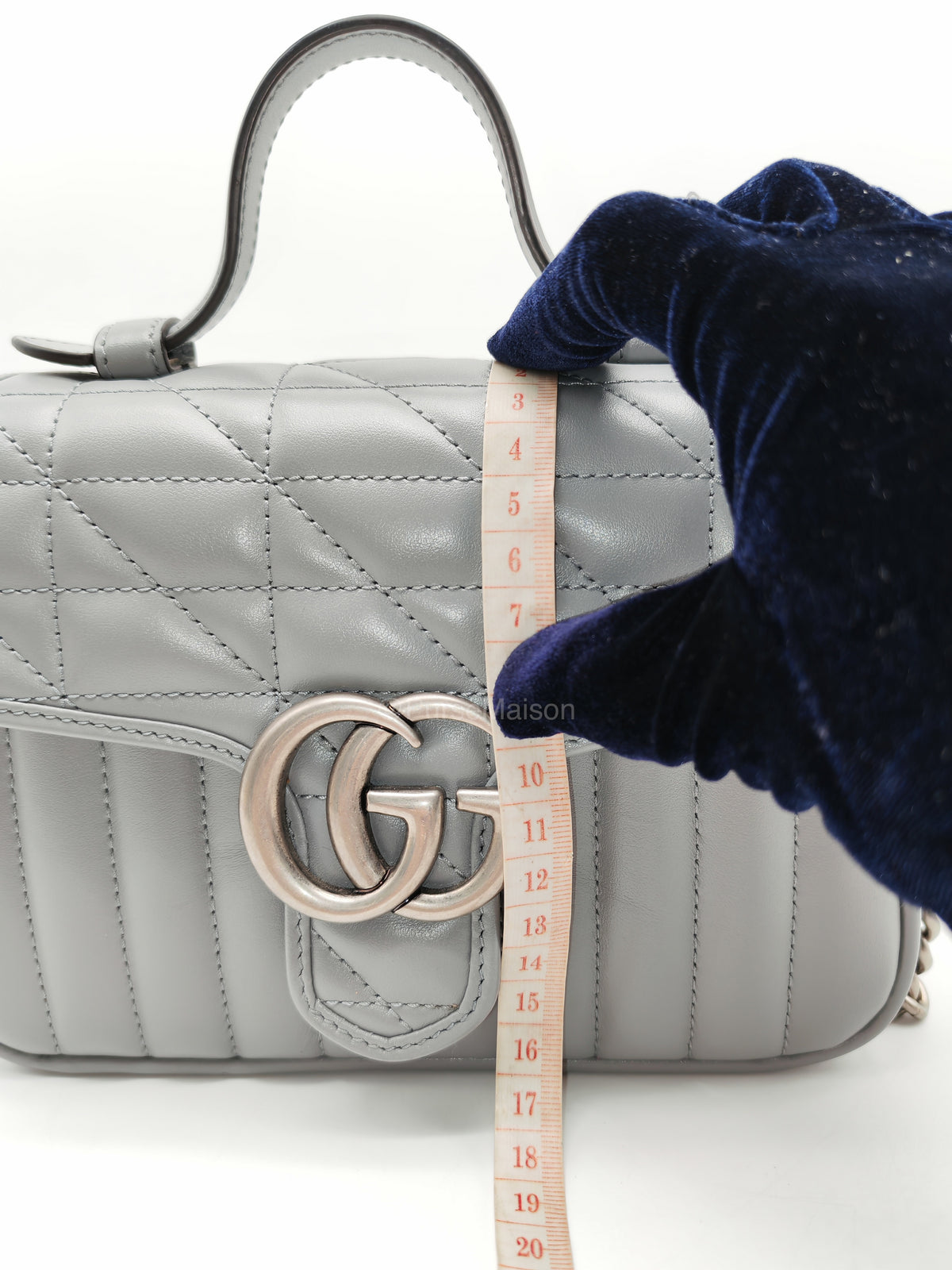 Gucci GG Marmont Mini Top Handle Bag in Gray | Purse Maison Luxury Bags Shop