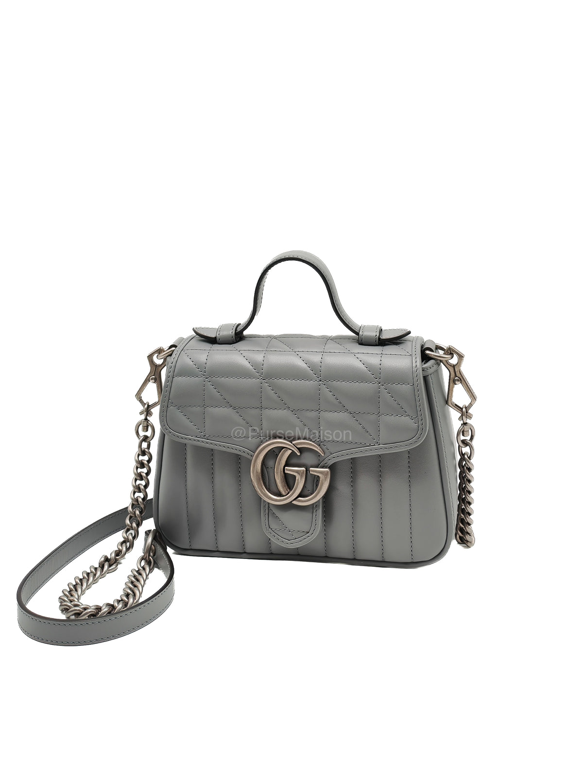 Gucci GG Marmont Mini Top Handle Bag in Gray | Purse Maison Luxury Bags Shop