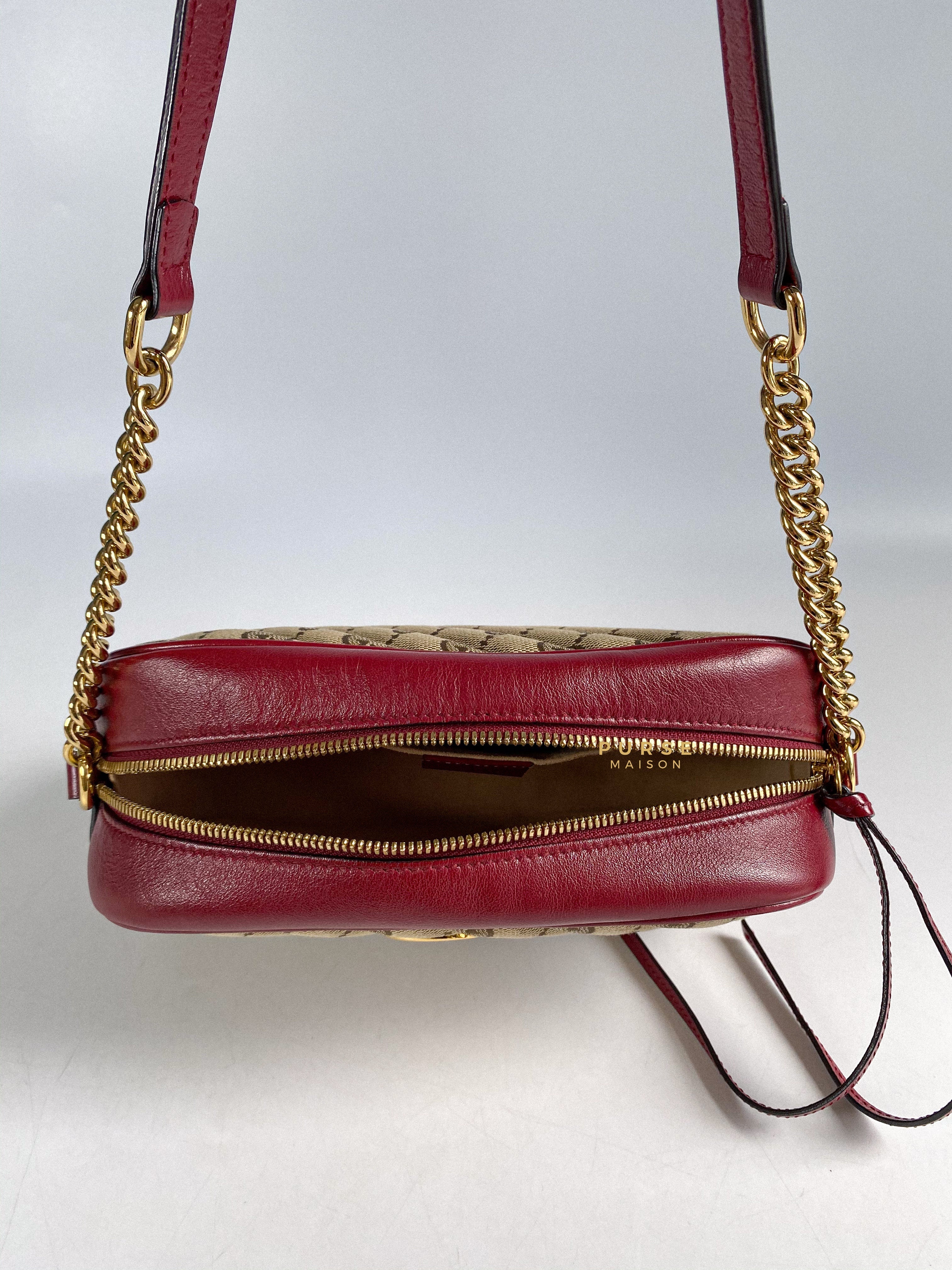 Gucci GG Marmont Small Diagonal Quilted GG Canvas Bag