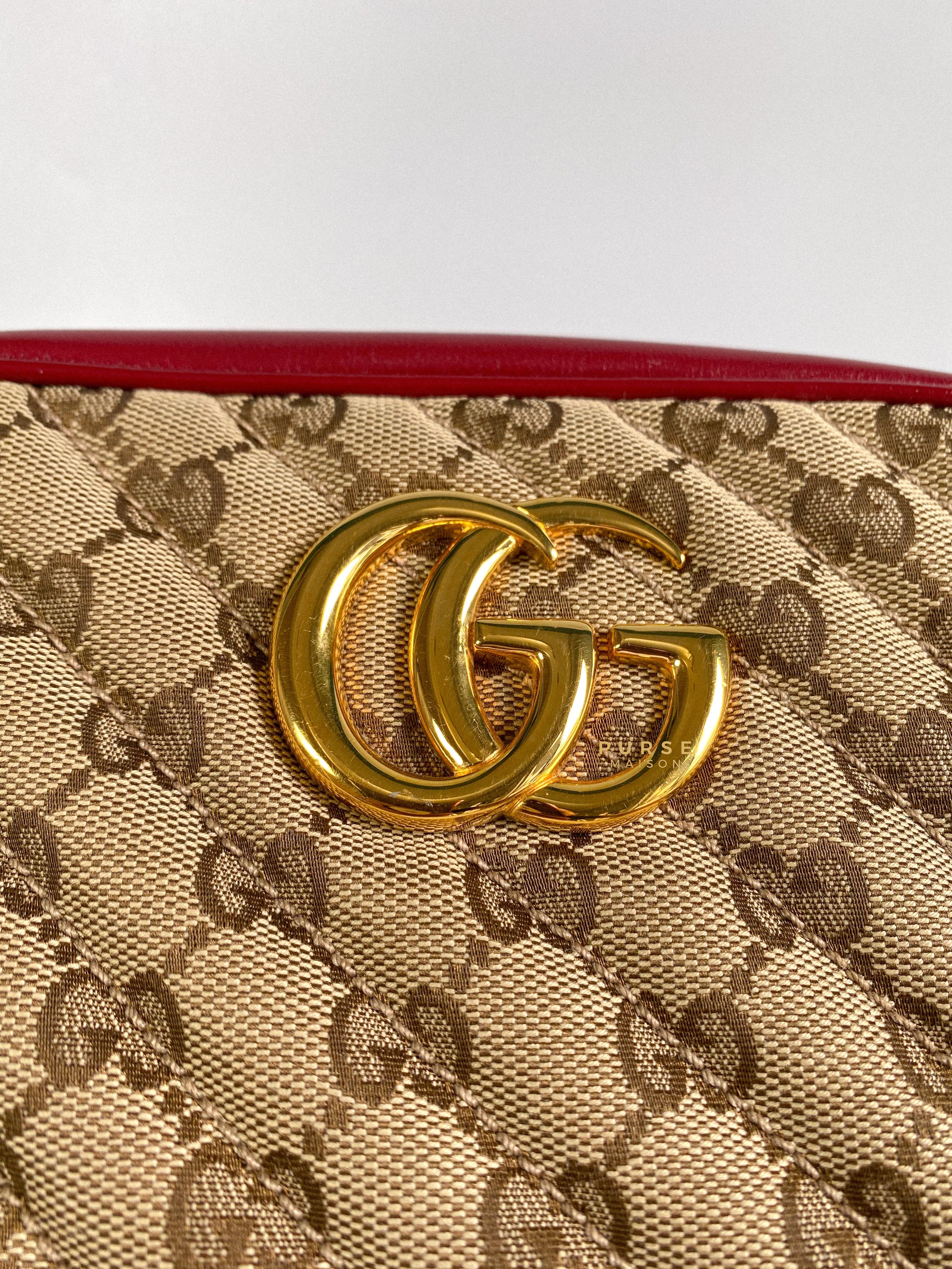 Gucci GG Marmont Small Diagonal Quilted GG Canvas Bag