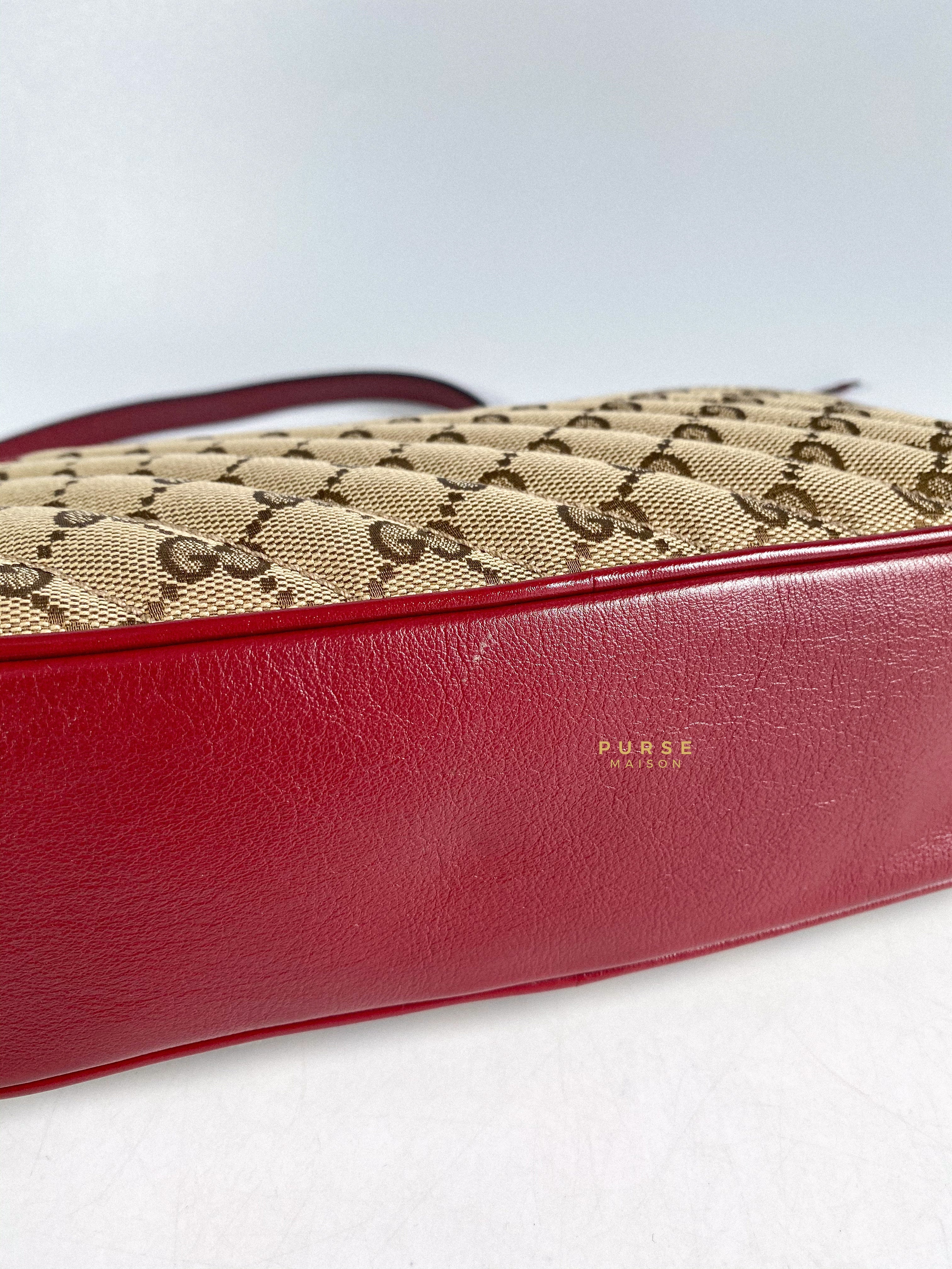 Gucci GG Marmont Small Diagonal Quilted GG Canvas Bag