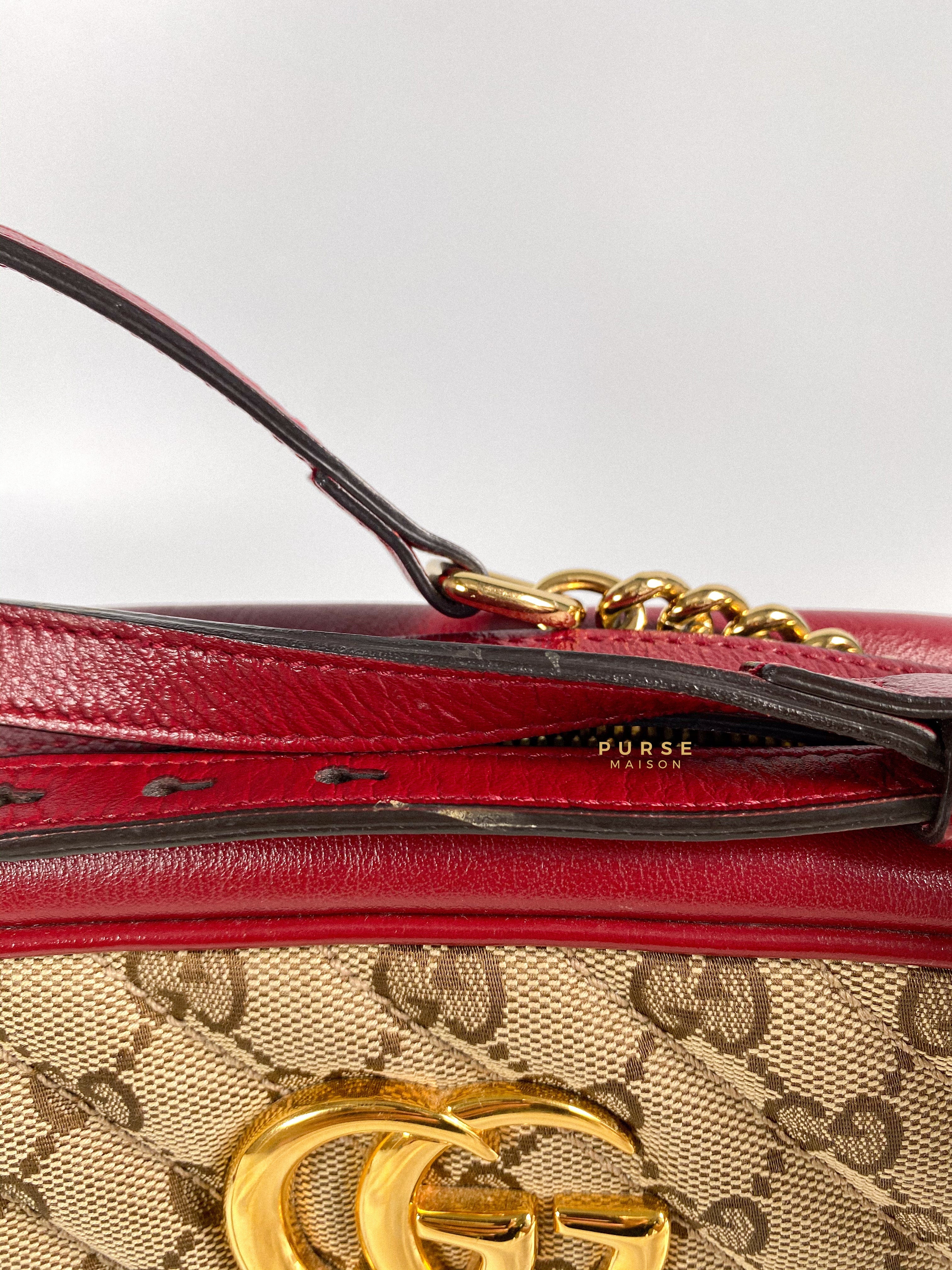 Gucci GG Marmont Small Diagonal Quilted GG Canvas Bag