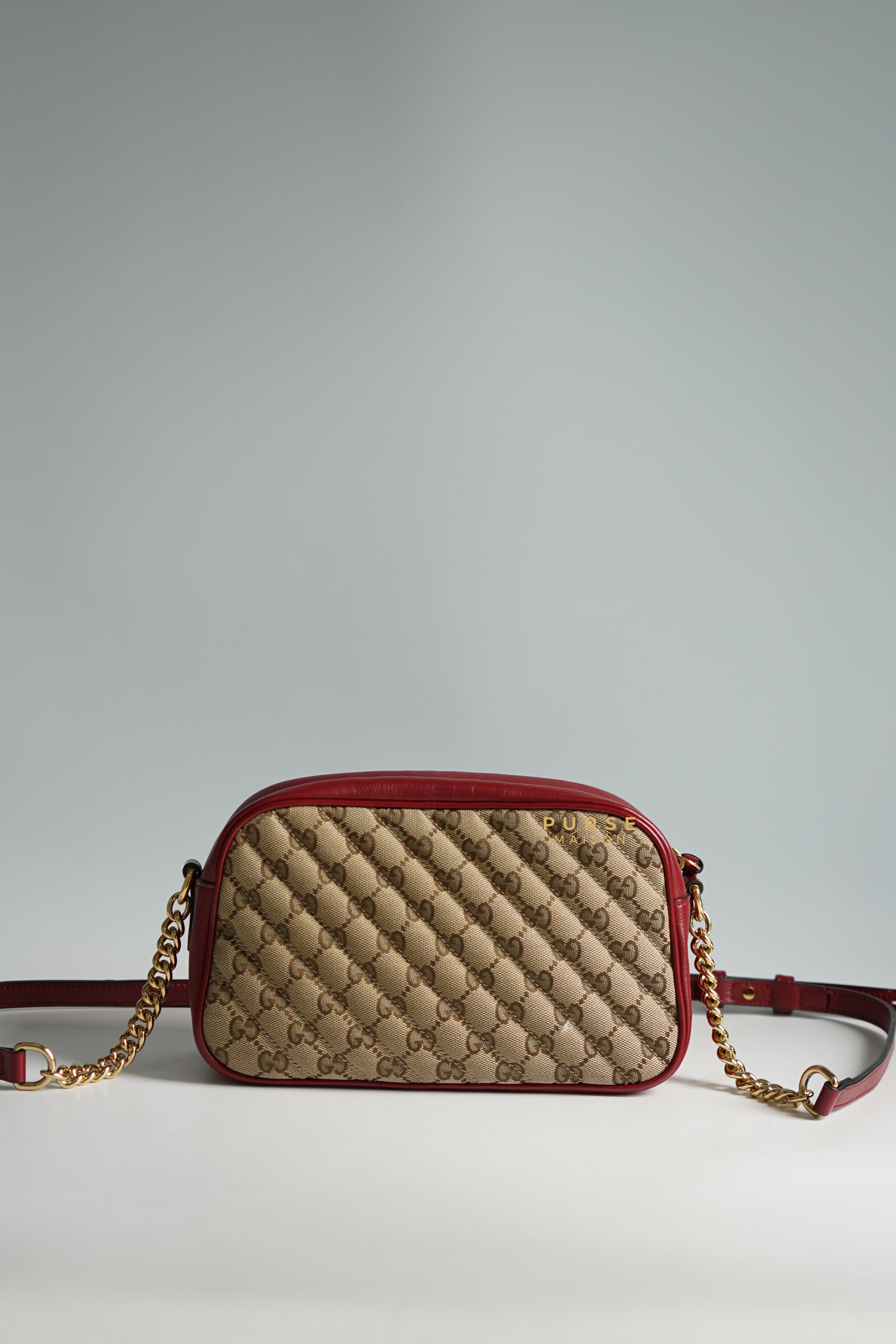 Gucci GG Marmont Small Diagonal Quilted GG Canvas Bag