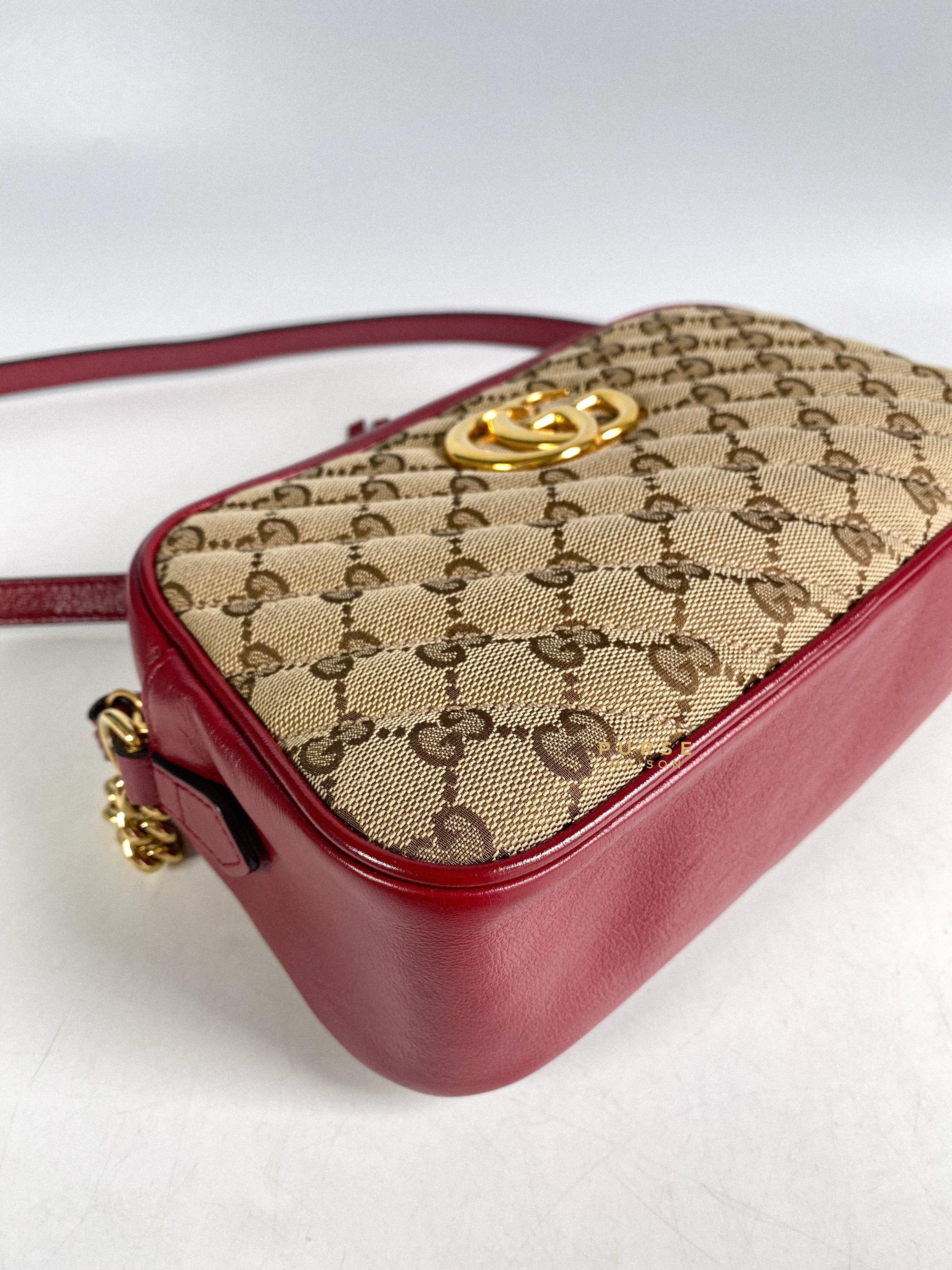 Gucci GG Marmont Small Diagonal Quilted GG Canvas Bag
