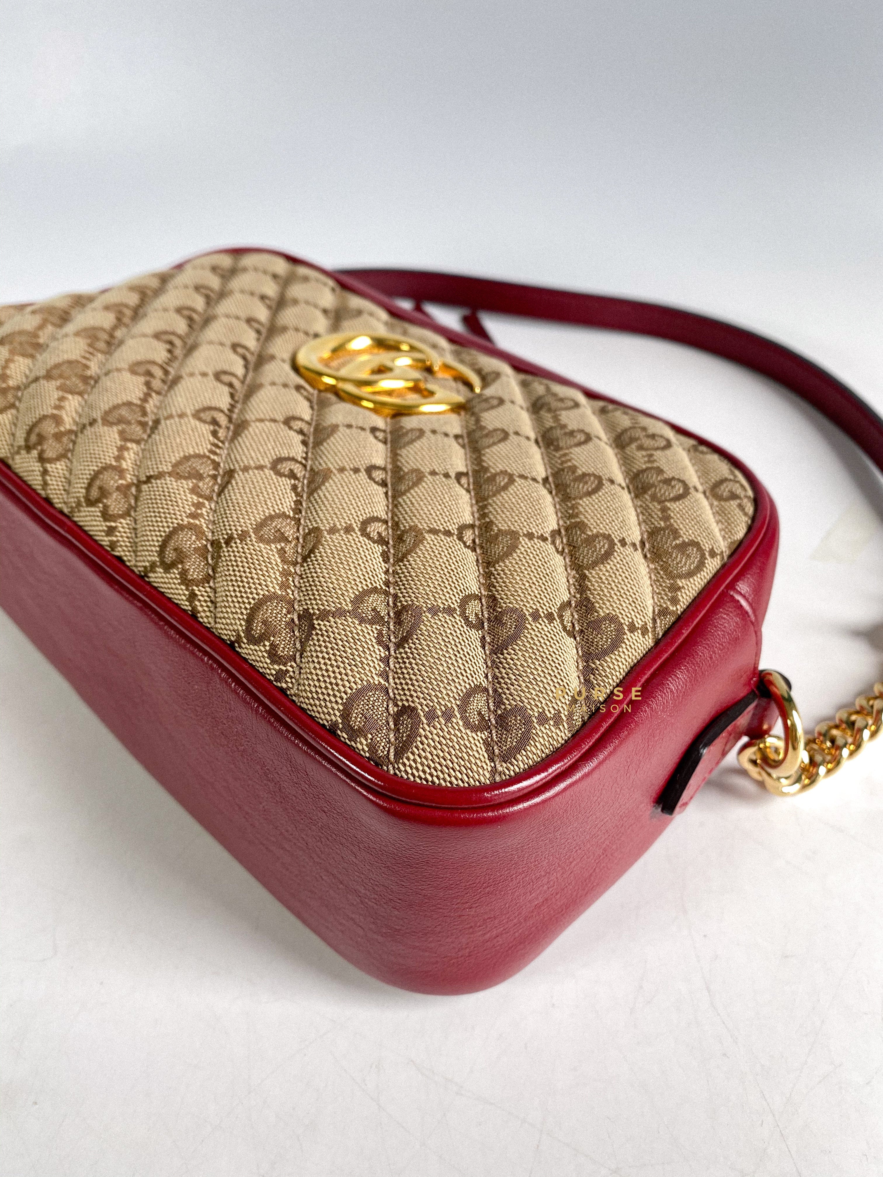 Gucci GG Marmont Small Diagonal Quilted GG Canvas Bag