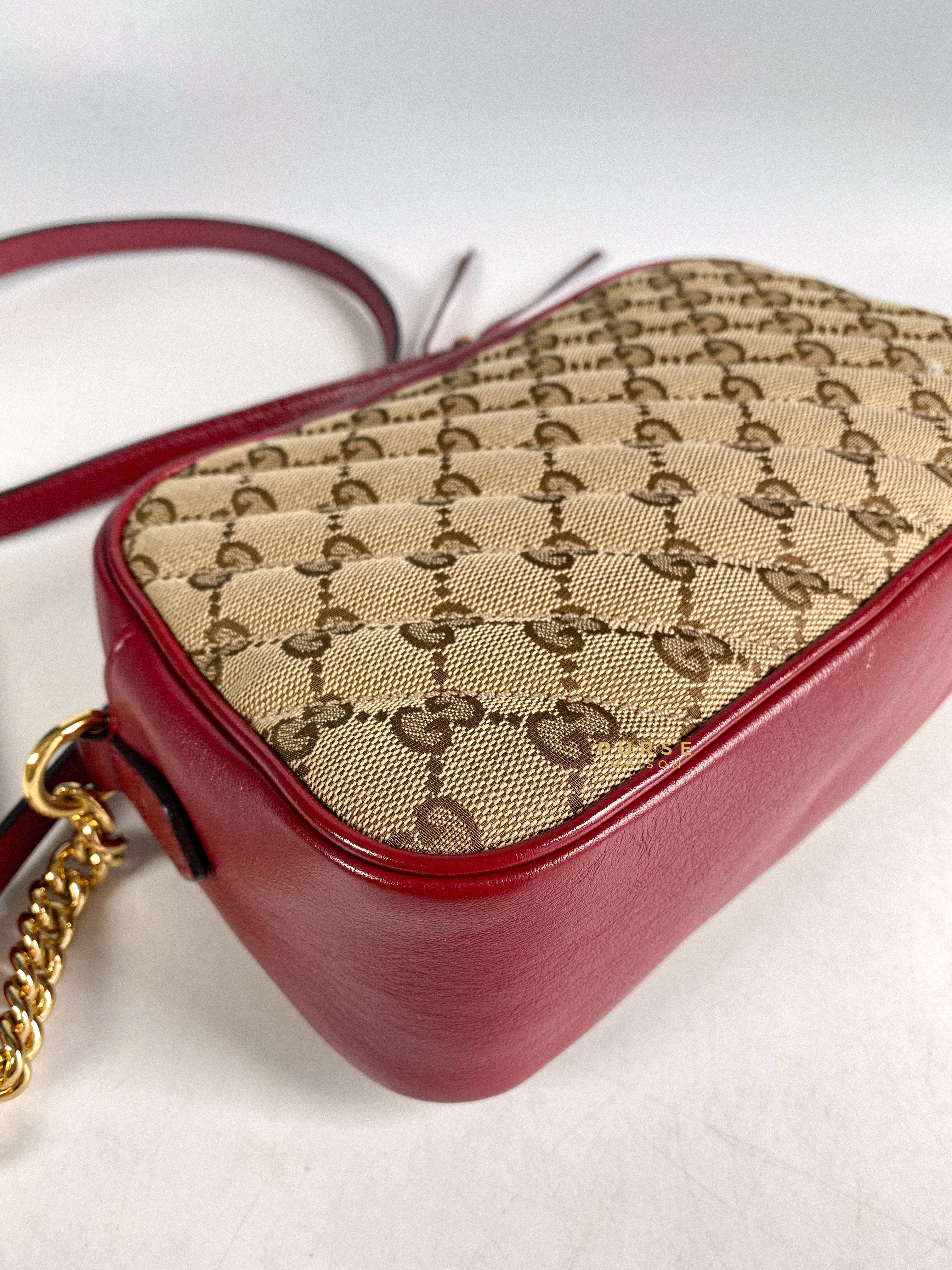 Gucci GG Marmont Small Diagonal Quilted GG Canvas Bag
