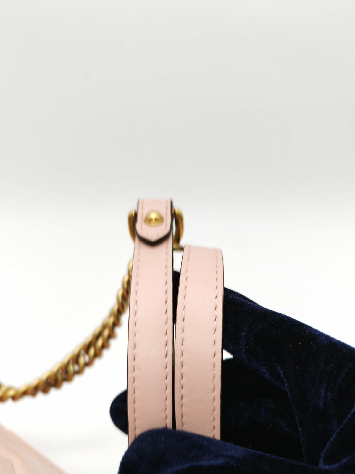 Gucci GG Marmont Small Shoulder Bag in Dusty Pink Chevron Quilted Matelasse Calfskin Leather and Aged Gold Hardware | Purse Maison Luxury Bags Shop