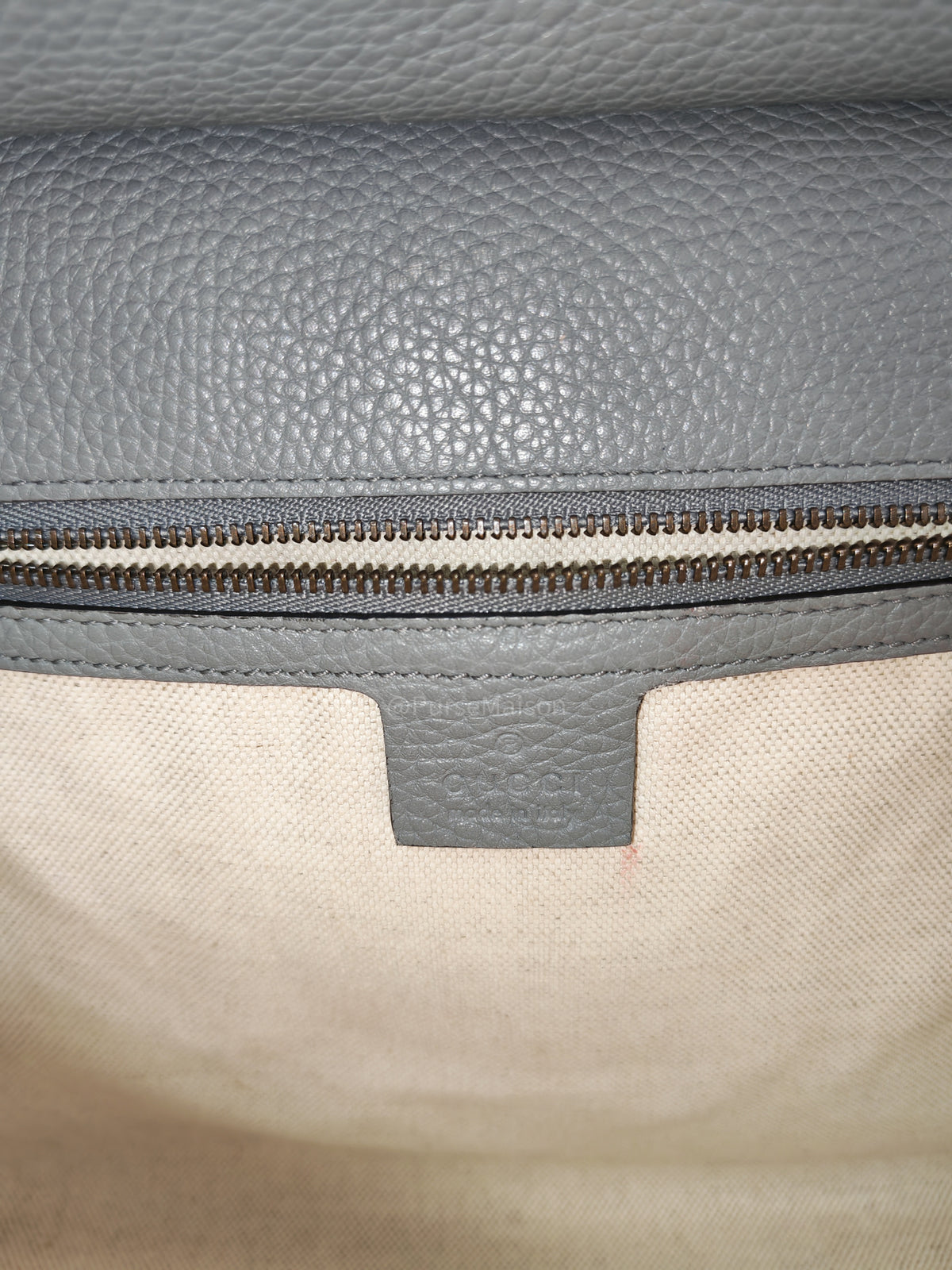 Gucci GG Marmont Top Handle Bag in Gray Cellarius Calfskin Leather and Gold Hardware | Purse Maison Luxury Bags Shop
