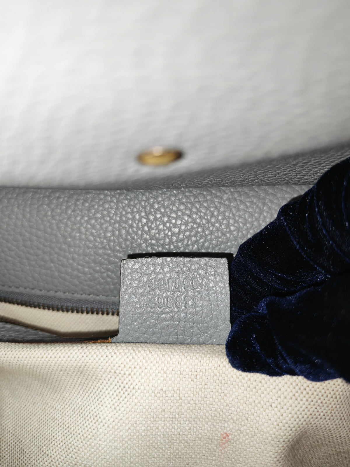 Gucci GG Marmont Top Handle Bag in Gray Cellarius Calfskin Leather and Gold Hardware | Purse Maison Luxury Bags Shop