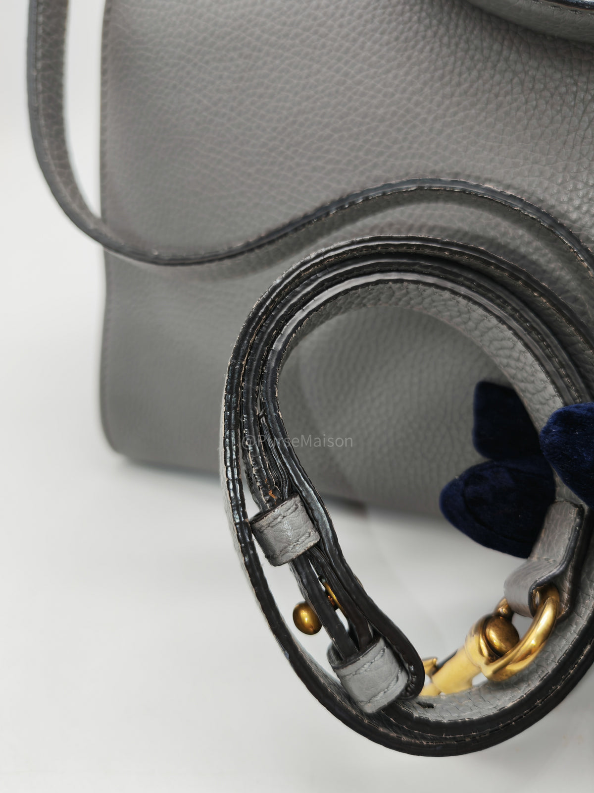 Gucci GG Marmont Top Handle Bag in Gray Cellarius Calfskin Leather and Gold Hardware | Purse Maison Luxury Bags Shop