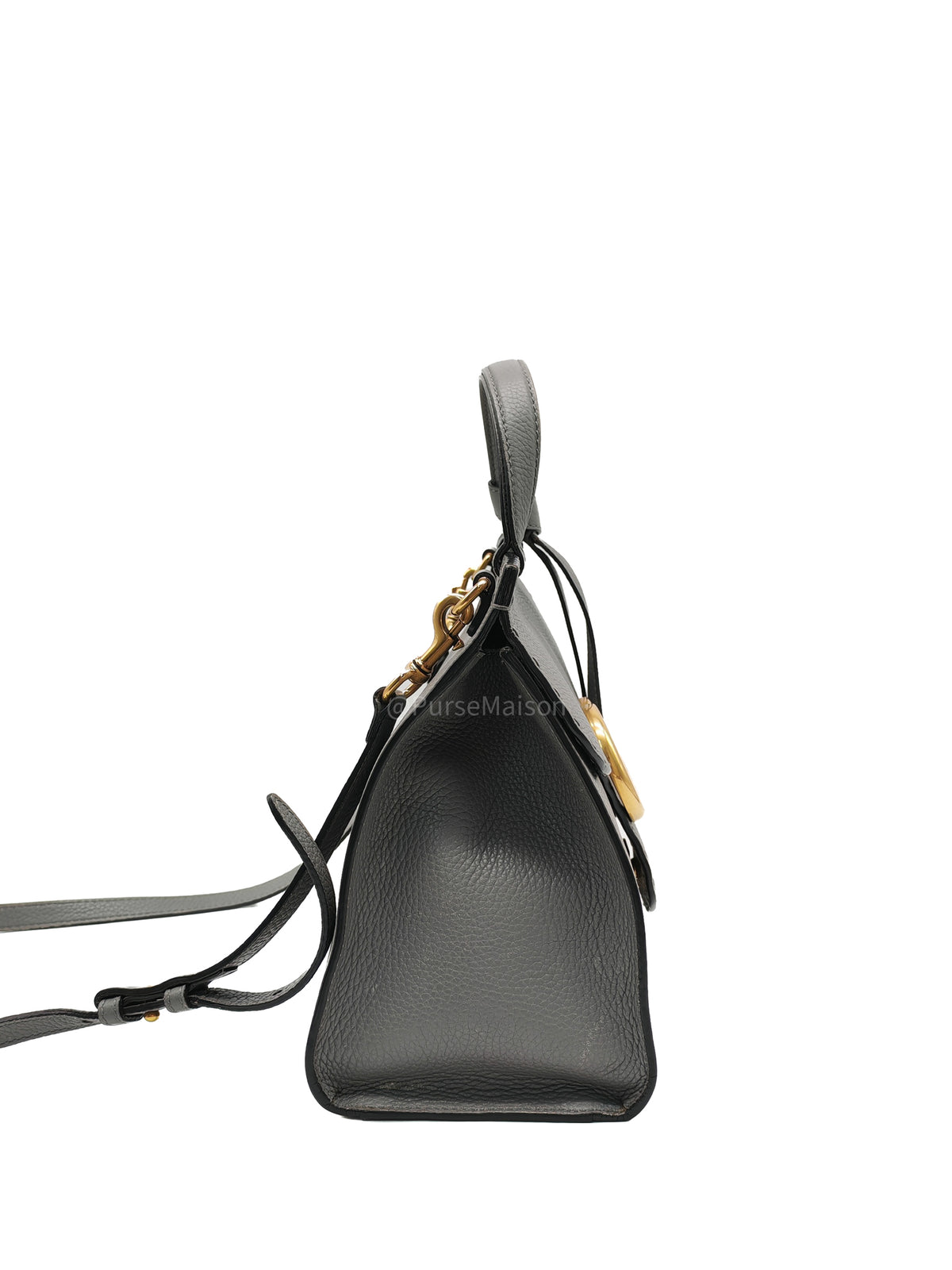 Gucci GG Marmont Top Handle Bag in Gray Cellarius Calfskin Leather and Gold Hardware | Purse Maison Luxury Bags Shop