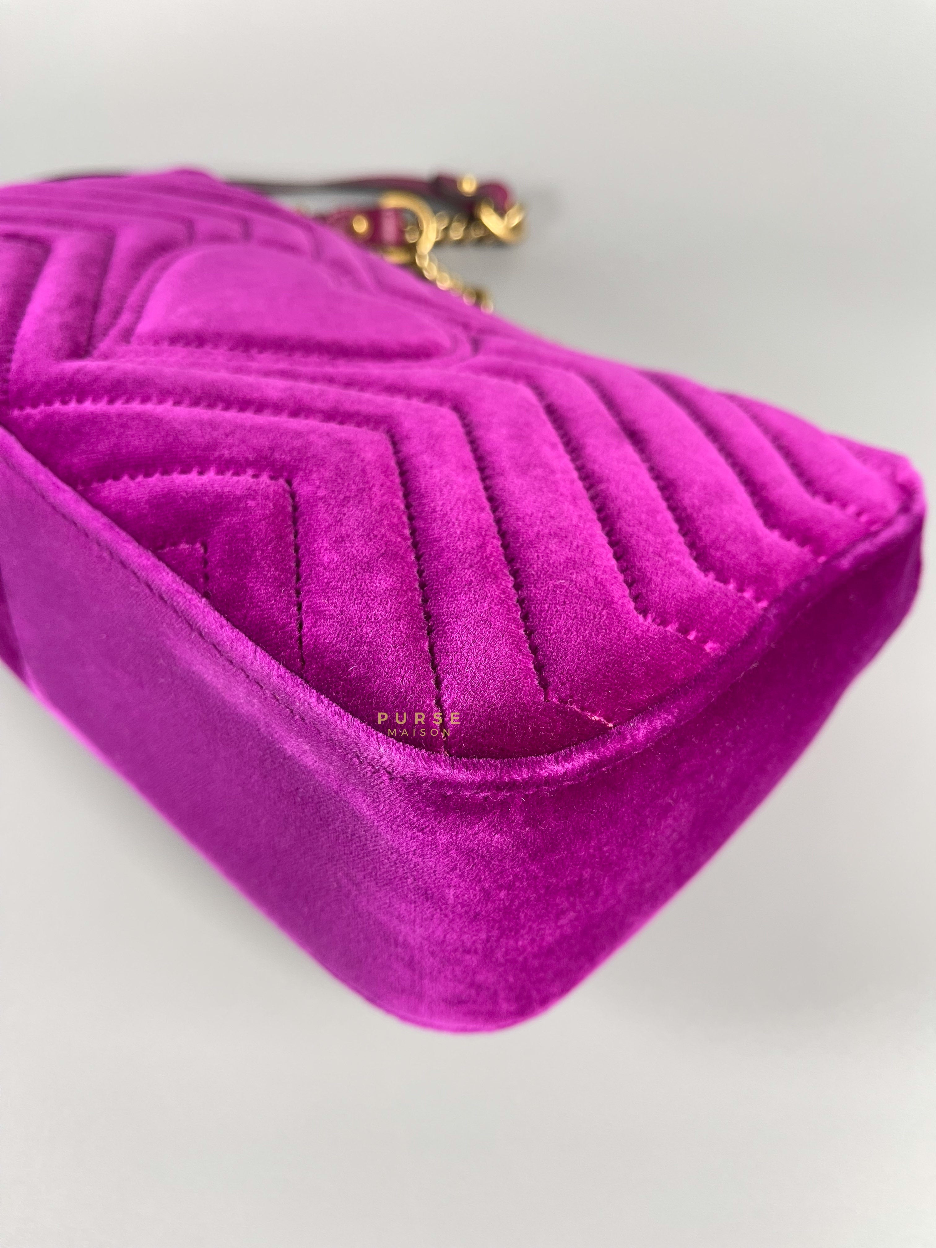 Gucci GG Marmont Velvet Matelasse Small Bag | Purse Maison Luxury Bags Shop