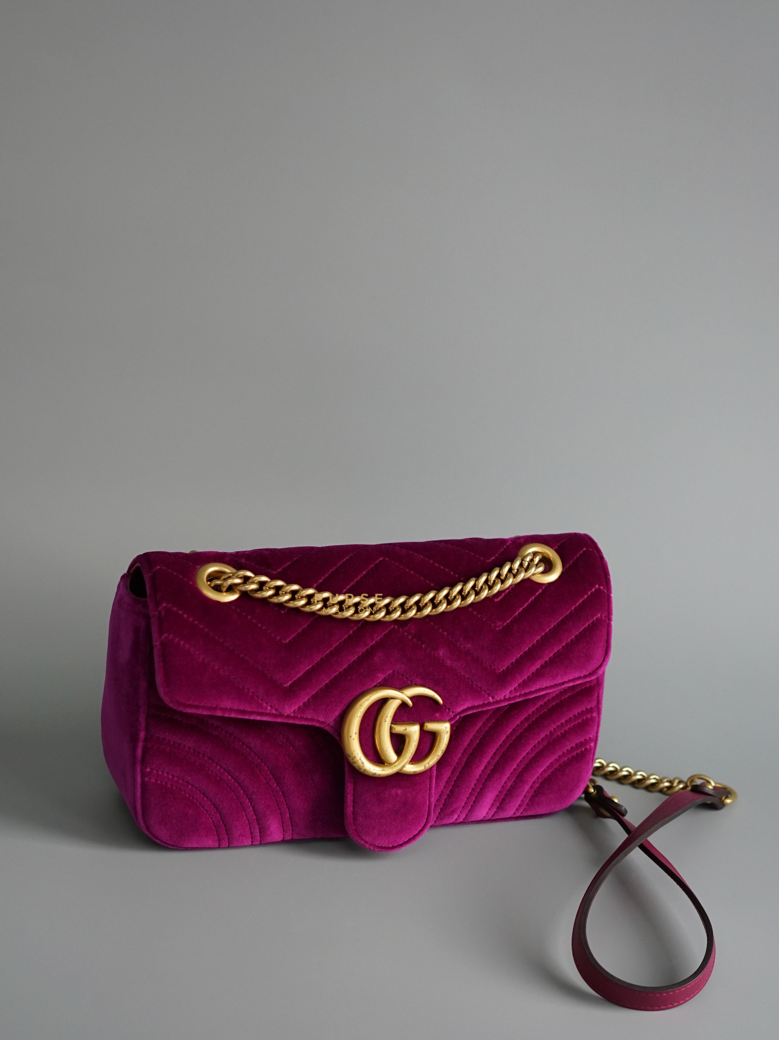 Gucci GG Marmont Velvet Matelasse Small Bag | Purse Maison Luxury Bags Shop
