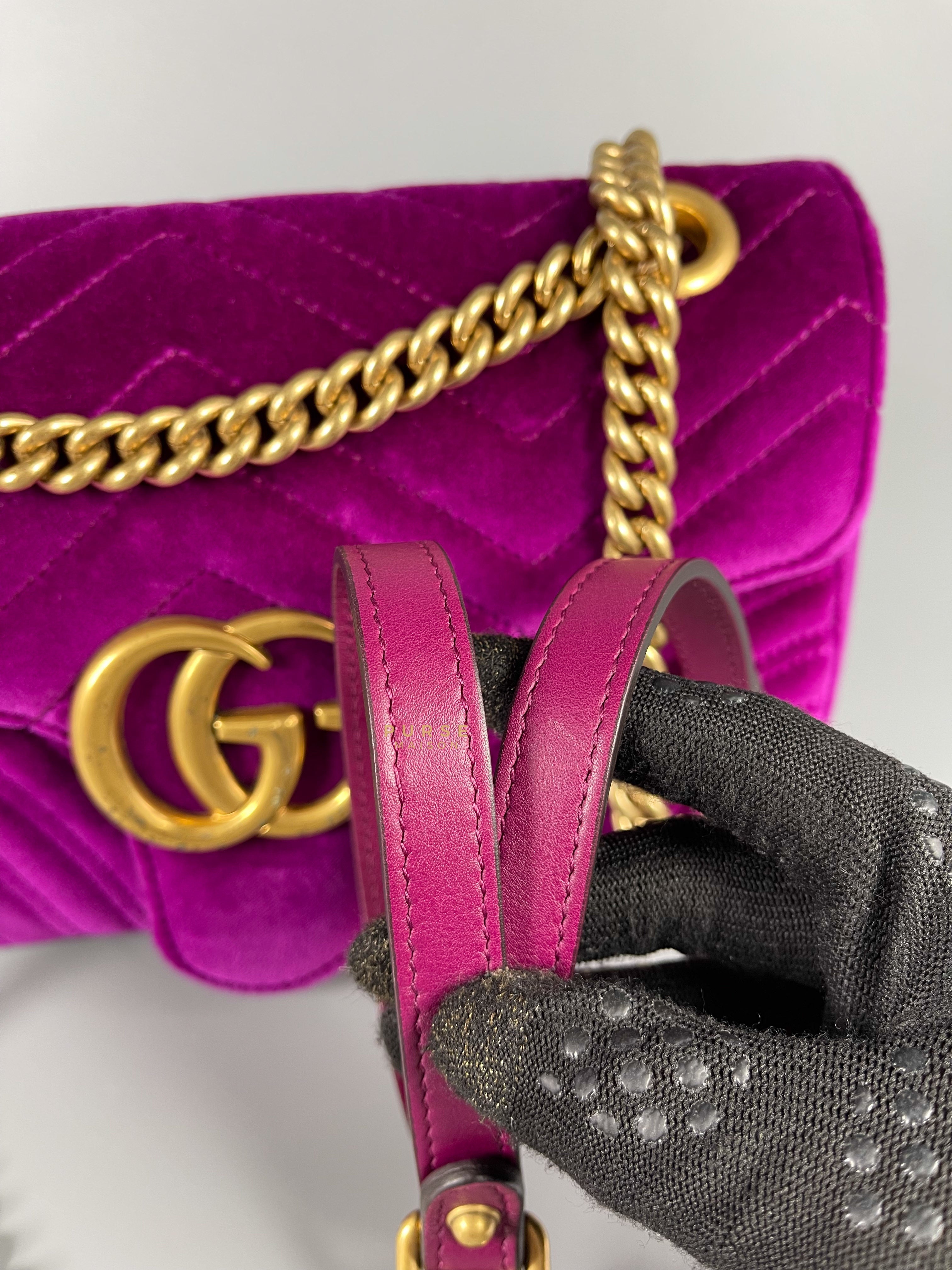 Gucci GG Marmont Velvet Matelasse Small Bag | Purse Maison Luxury Bags Shop