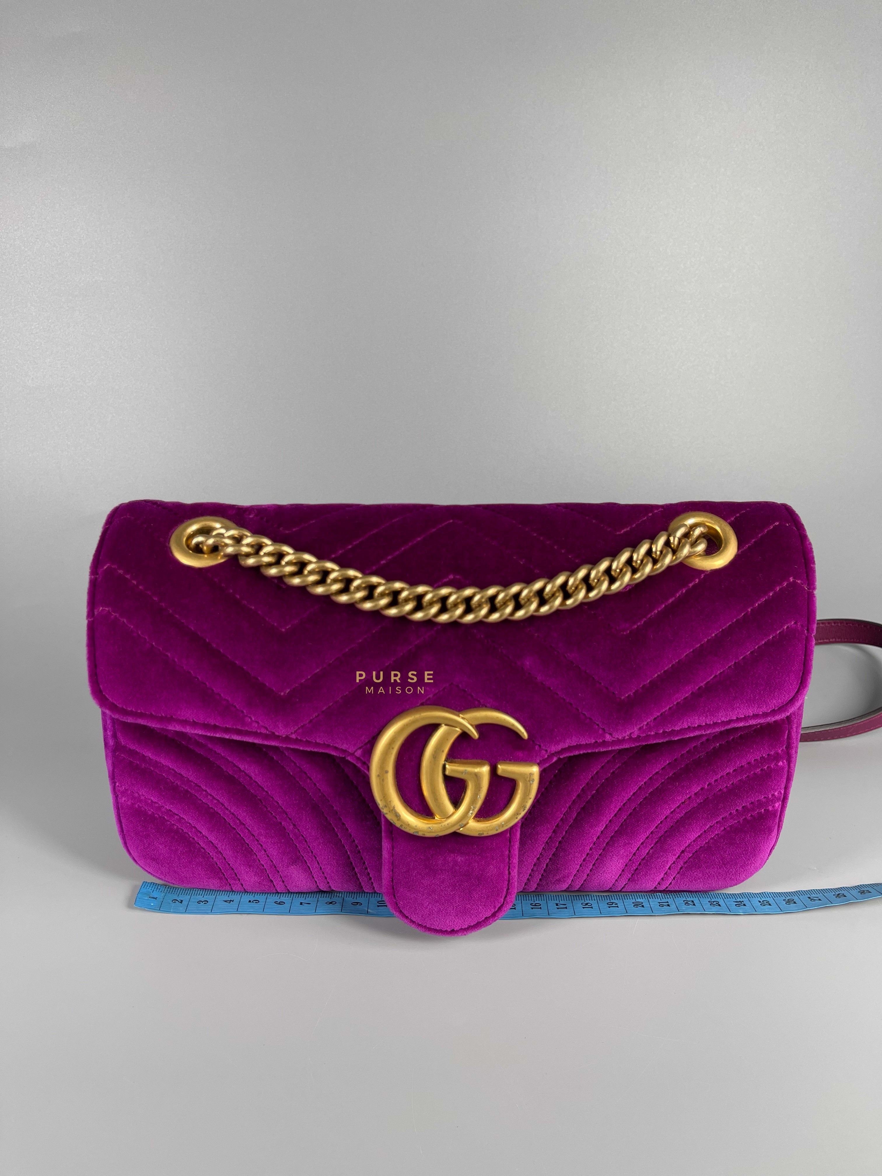 Gucci GG Marmont Velvet Matelasse Small Bag | Purse Maison Luxury Bags Shop
