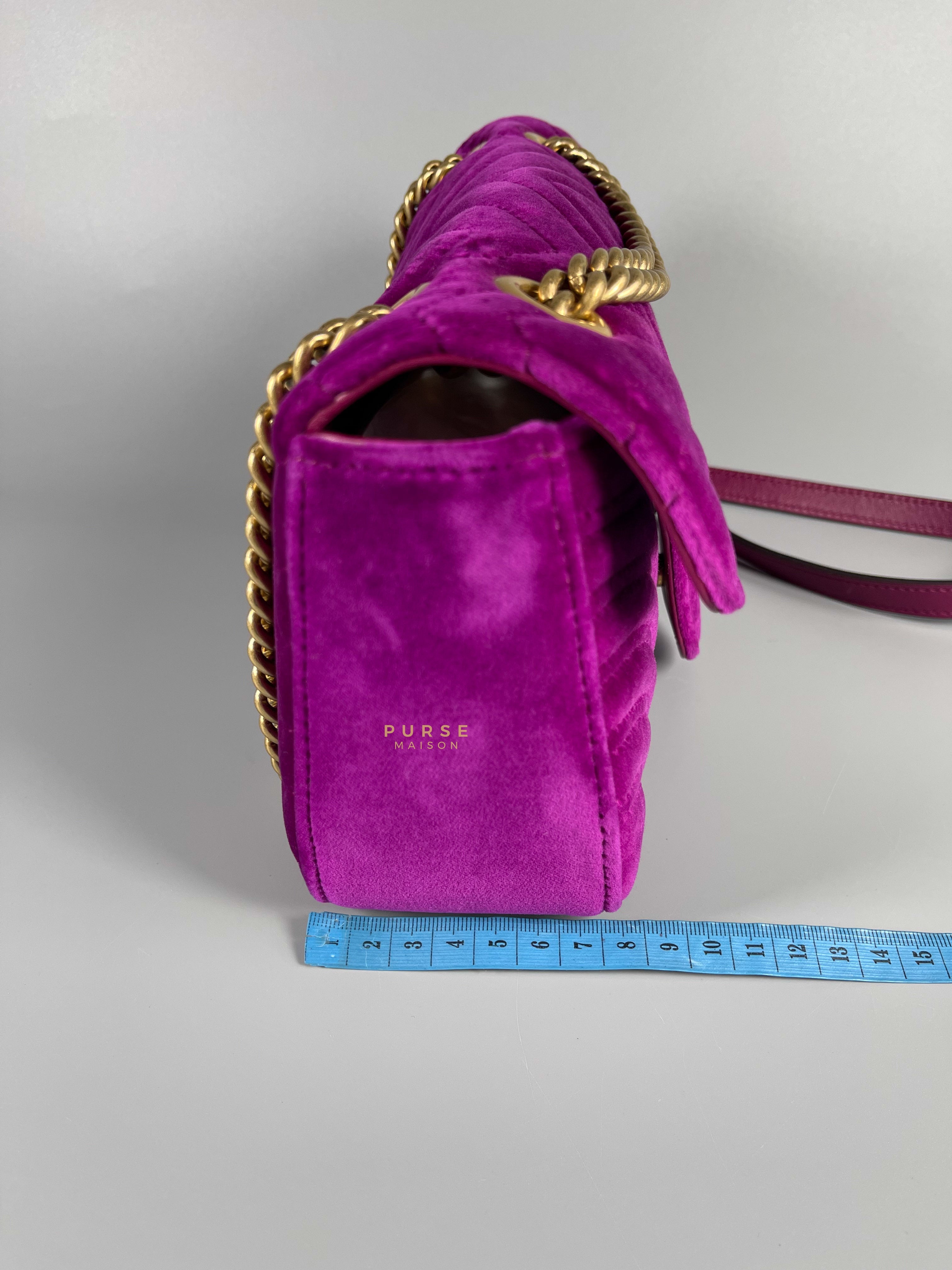Gucci GG Marmont Velvet Matelasse Small Bag | Purse Maison Luxury Bags Shop