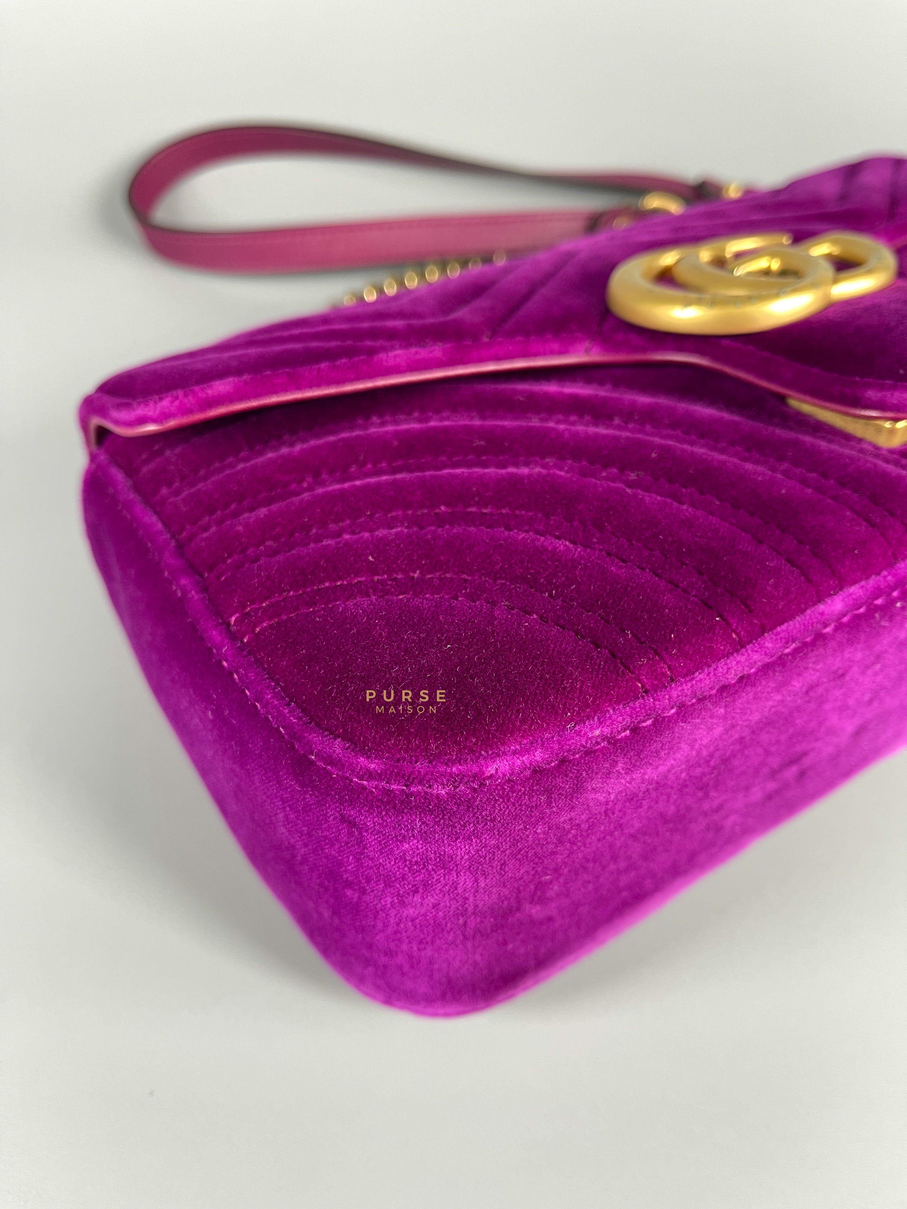 Gucci GG Marmont Velvet Matelasse Small Bag | Purse Maison Luxury Bags Shop