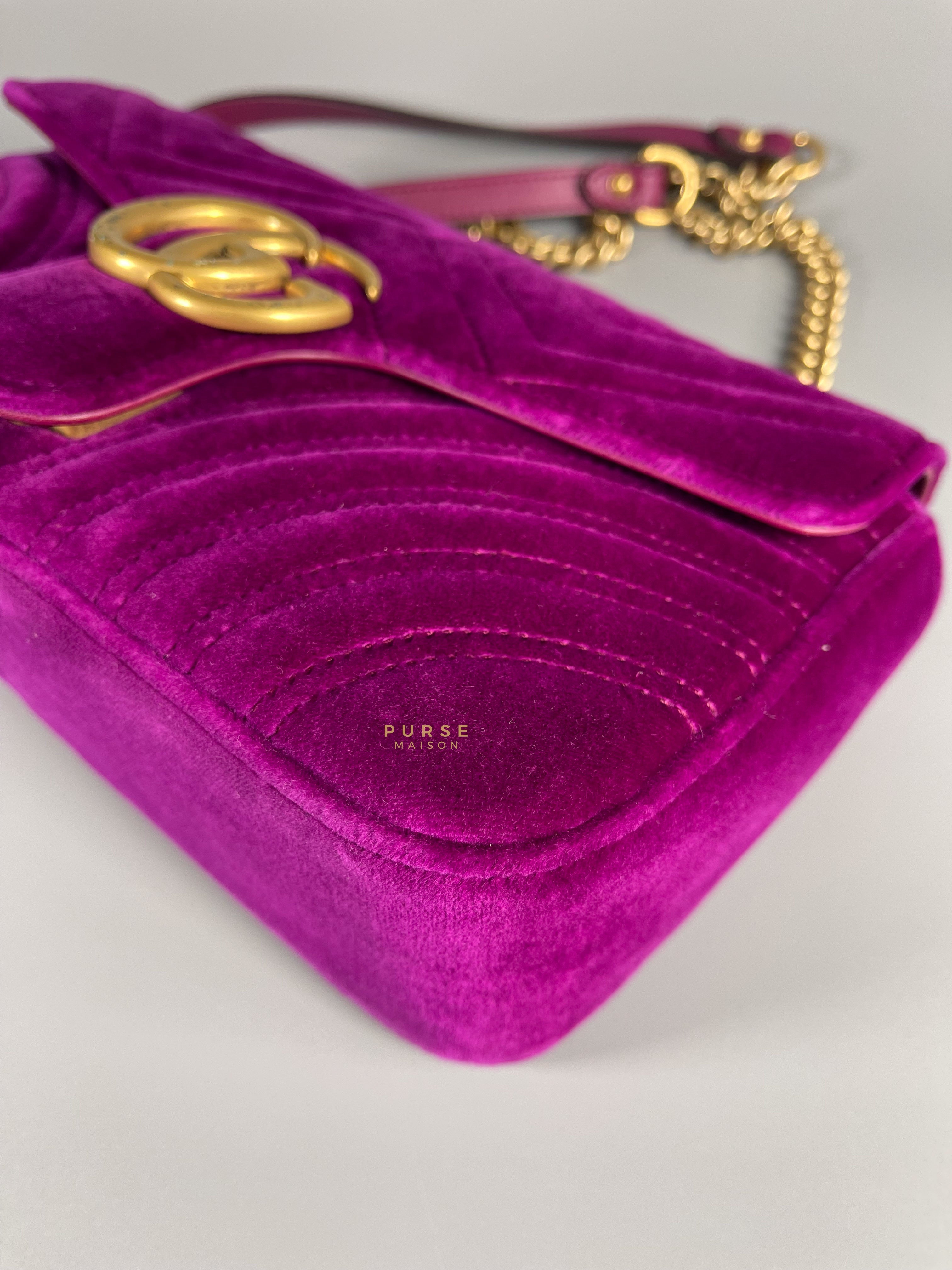 Gucci GG Marmont Velvet Matelasse Small Bag | Purse Maison Luxury Bags Shop