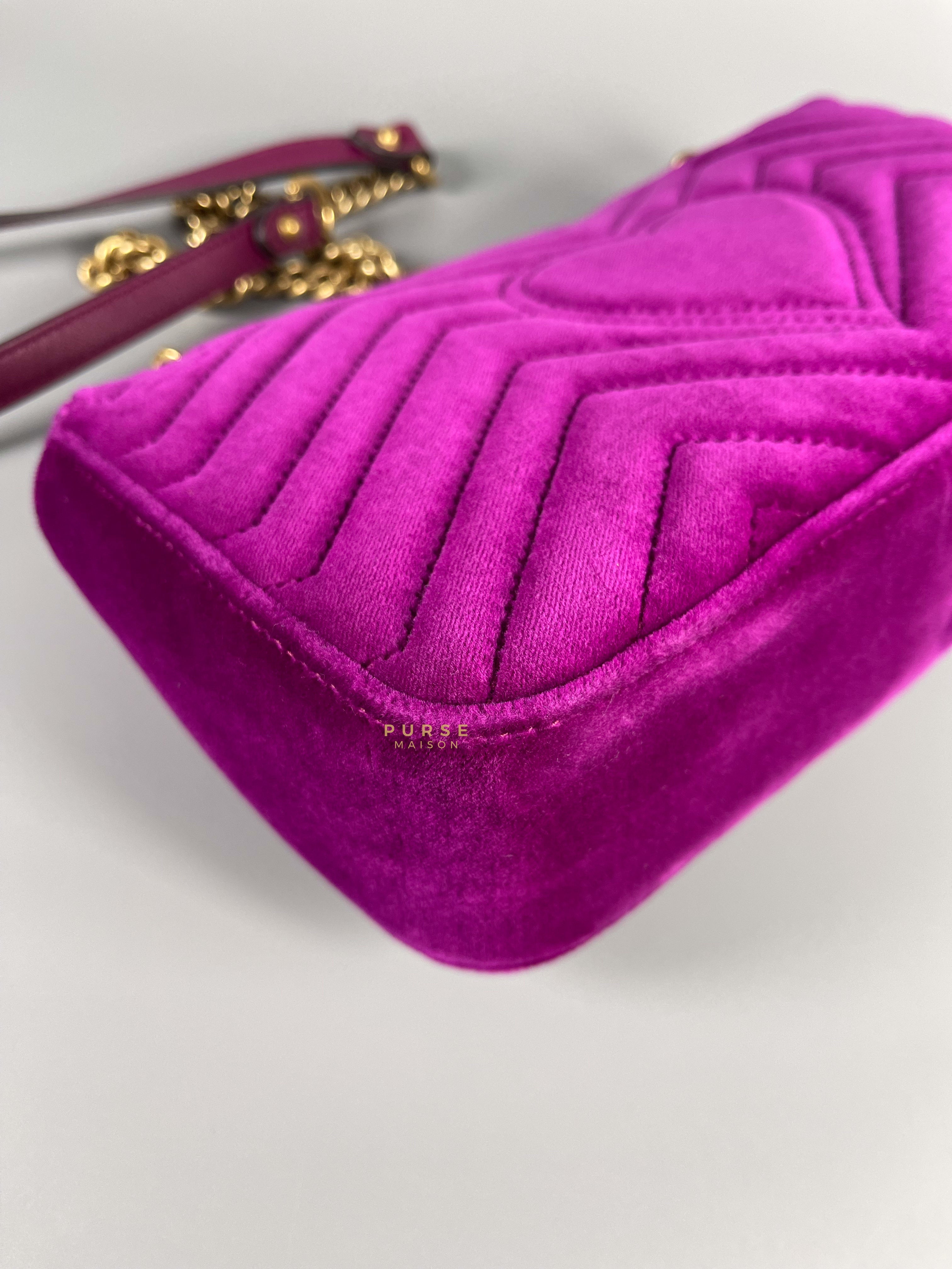 Gucci GG Marmont Velvet Matelasse Small Bag | Purse Maison Luxury Bags Shop