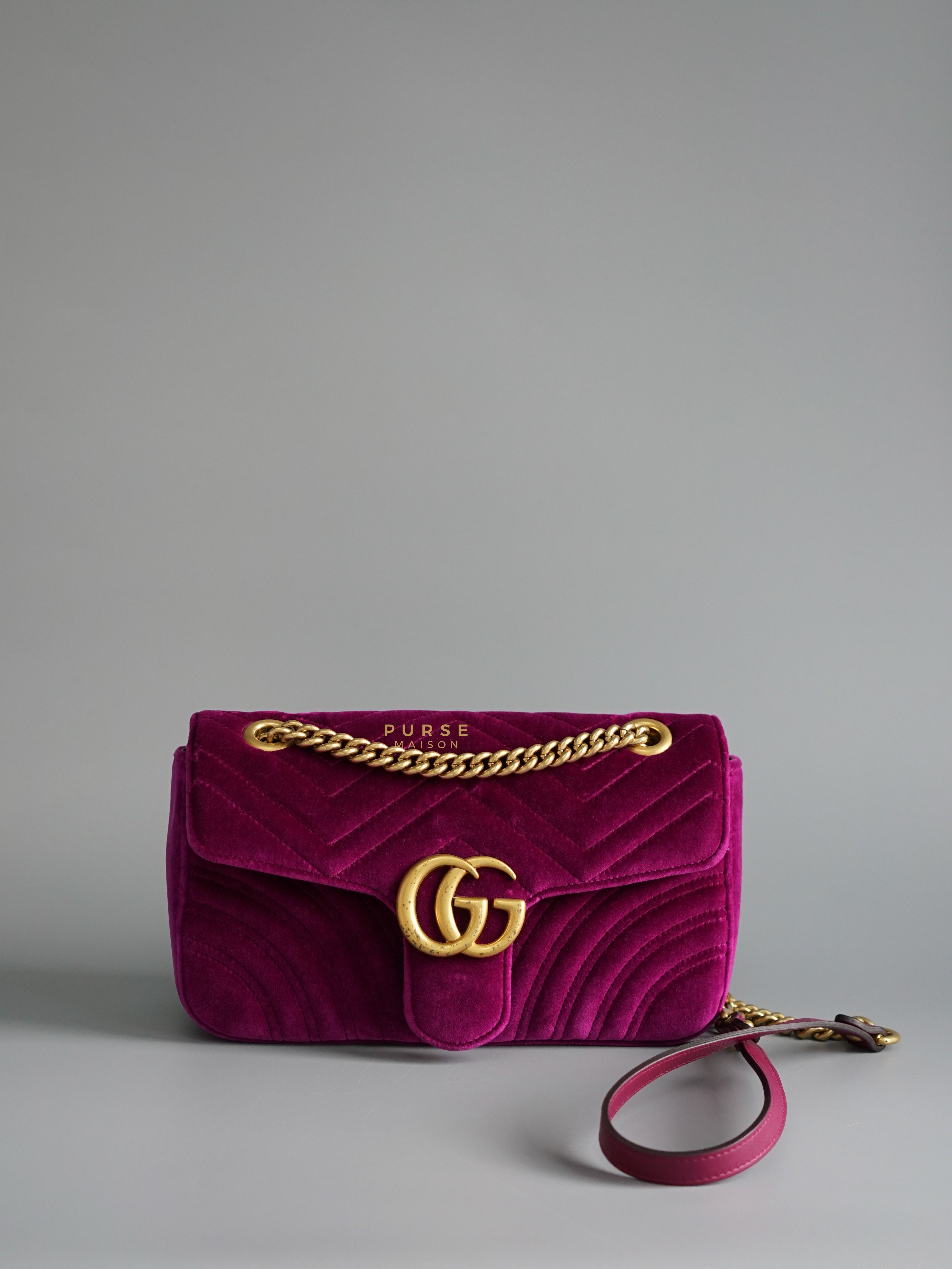 Gucci GG Marmont Velvet Matelasse Small Bag | Purse Maison Luxury Bags Shop