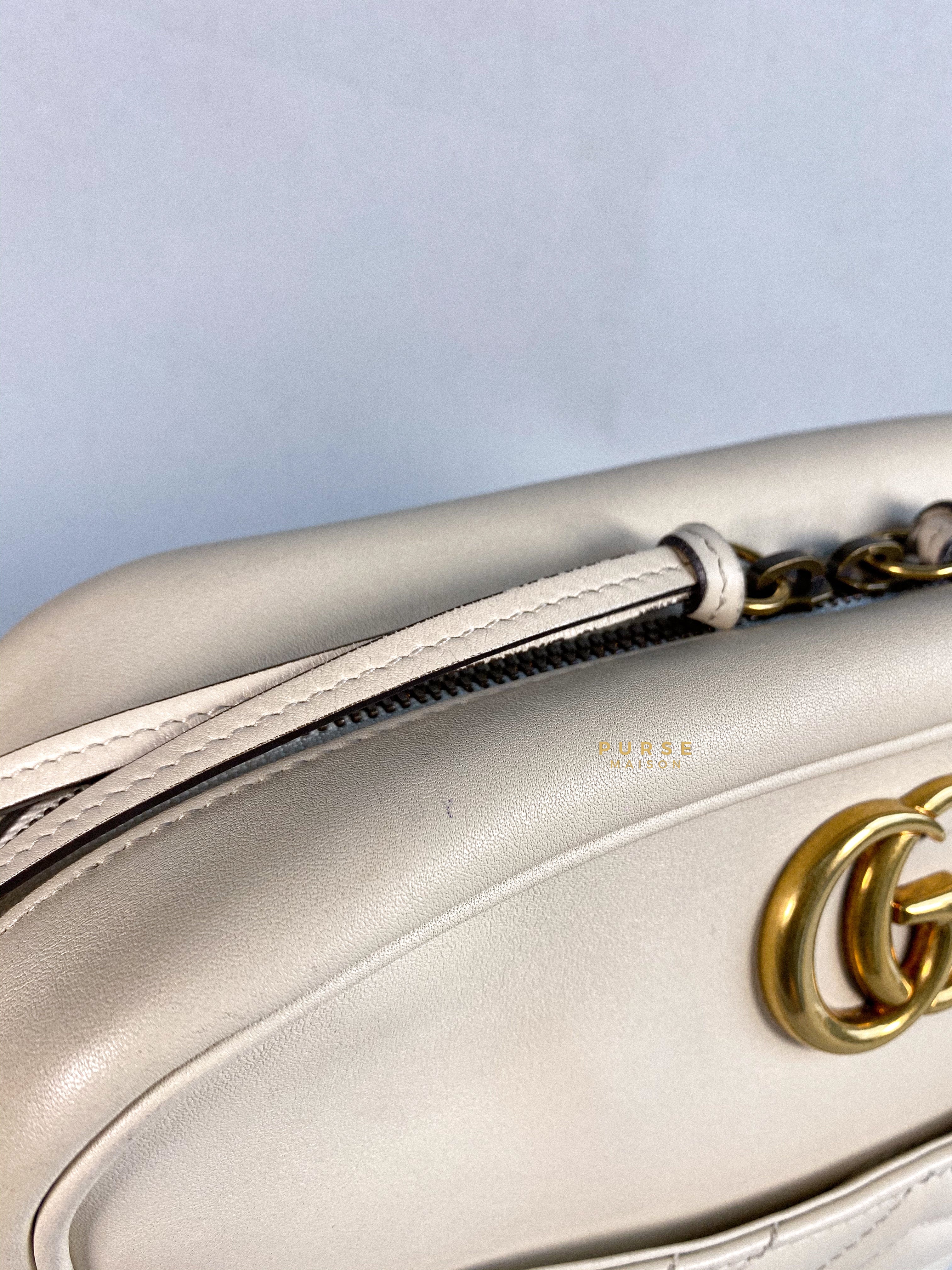 Gucci GG Marmont White Camera Medium Bag | Purse Maison Luxury Bags Shop