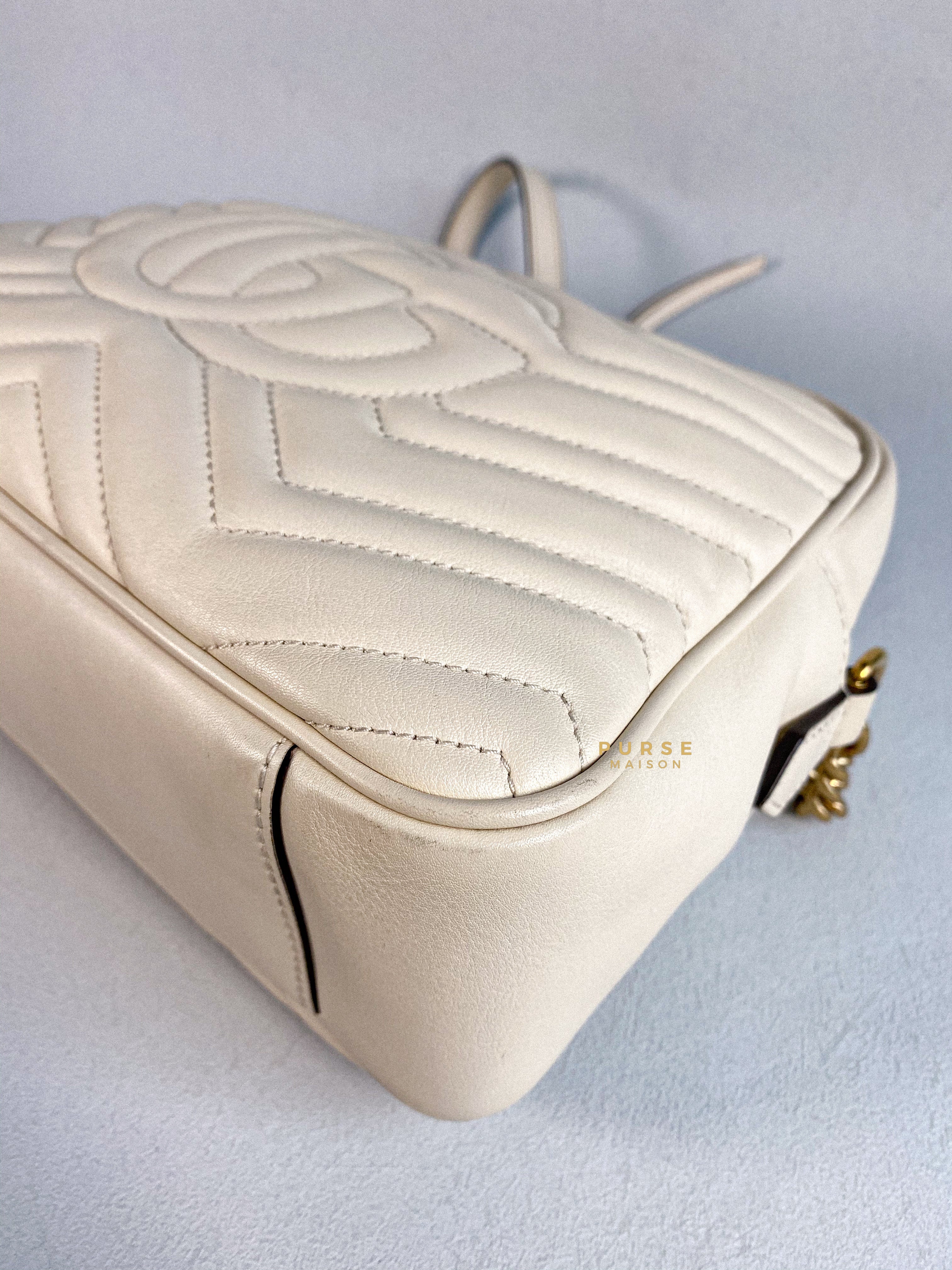 Gucci GG Marmont White Camera Medium Bag | Purse Maison Luxury Bags Shop