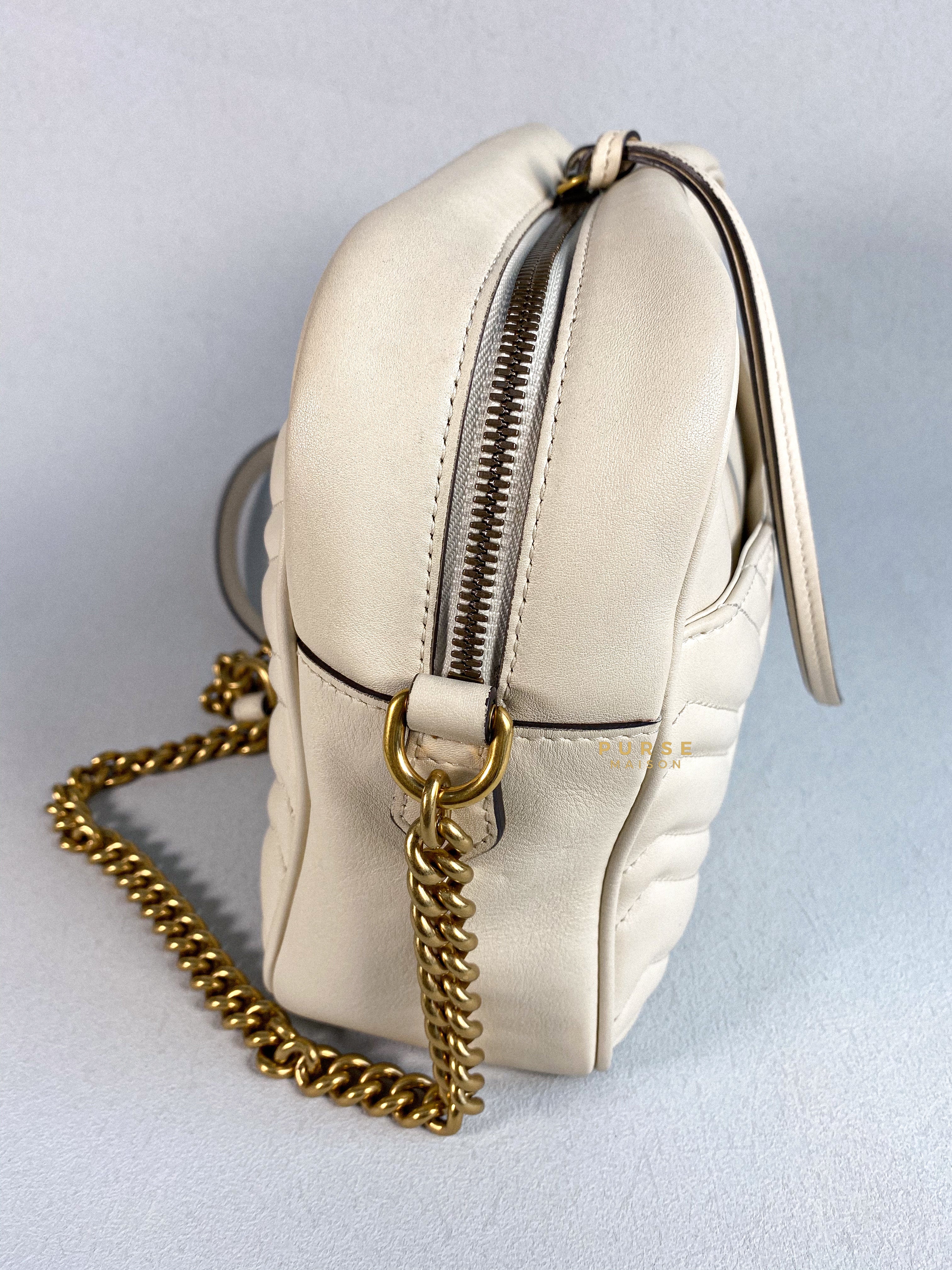 Gucci GG Marmont White Camera Medium Bag | Purse Maison Luxury Bags Shop