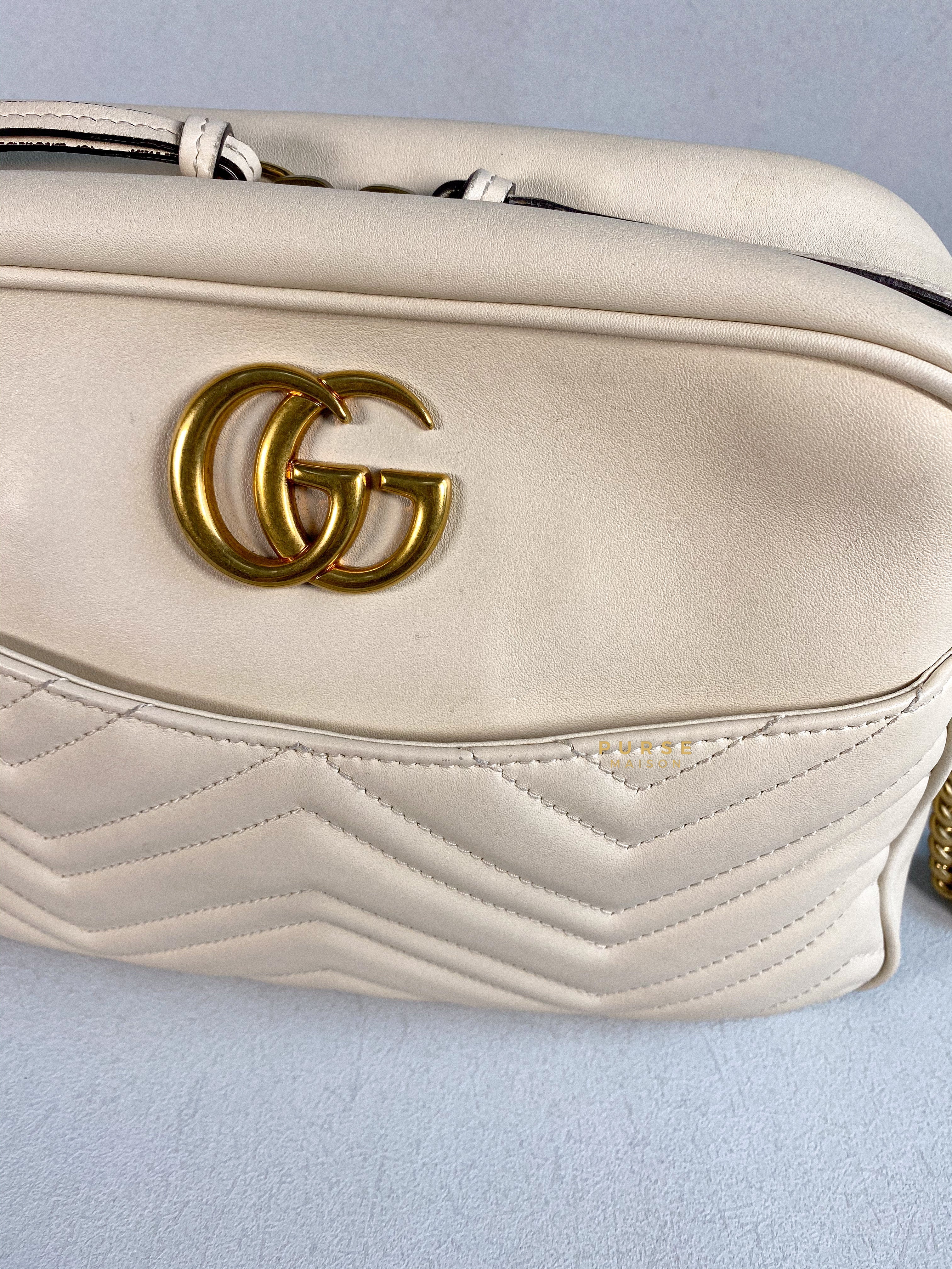Gucci GG Marmont White Camera Medium Bag | Purse Maison Luxury Bags Shop