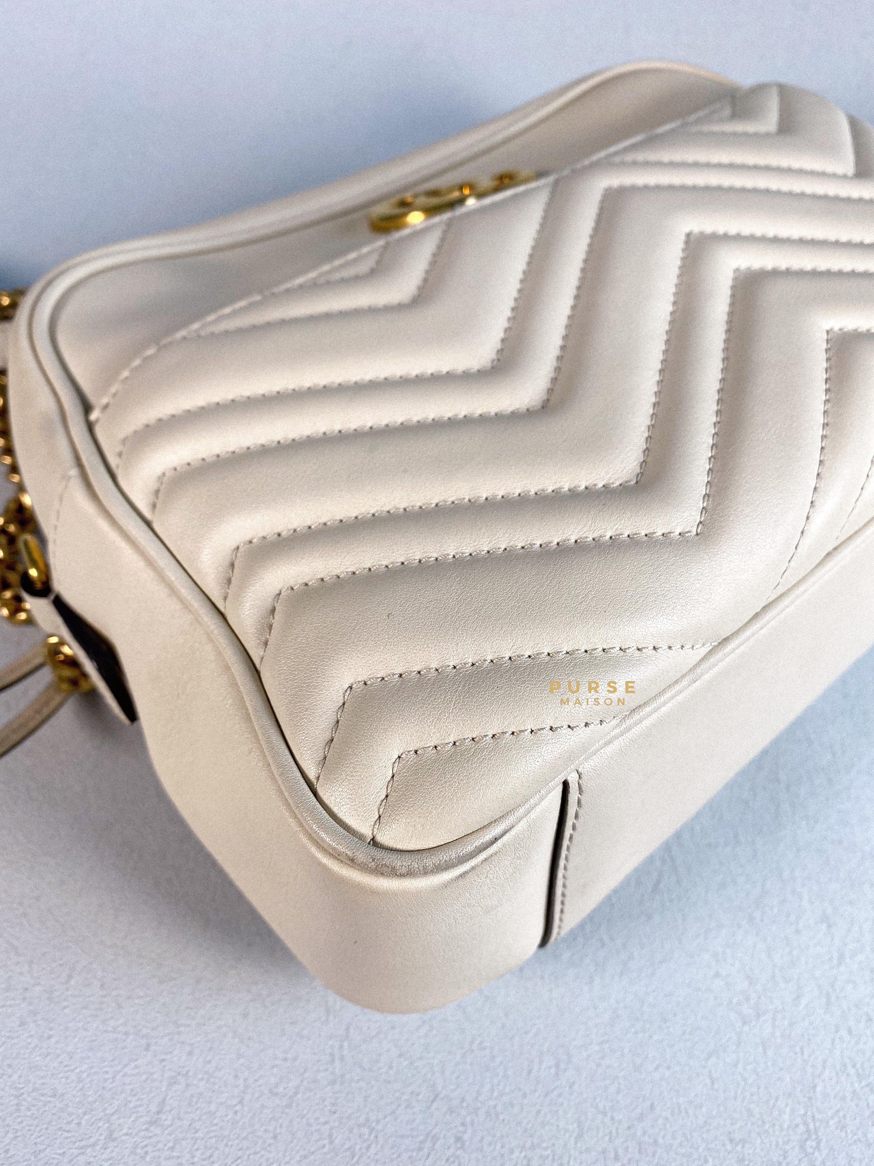 Gucci GG Marmont White Camera Medium Bag | Purse Maison Luxury Bags Shop
