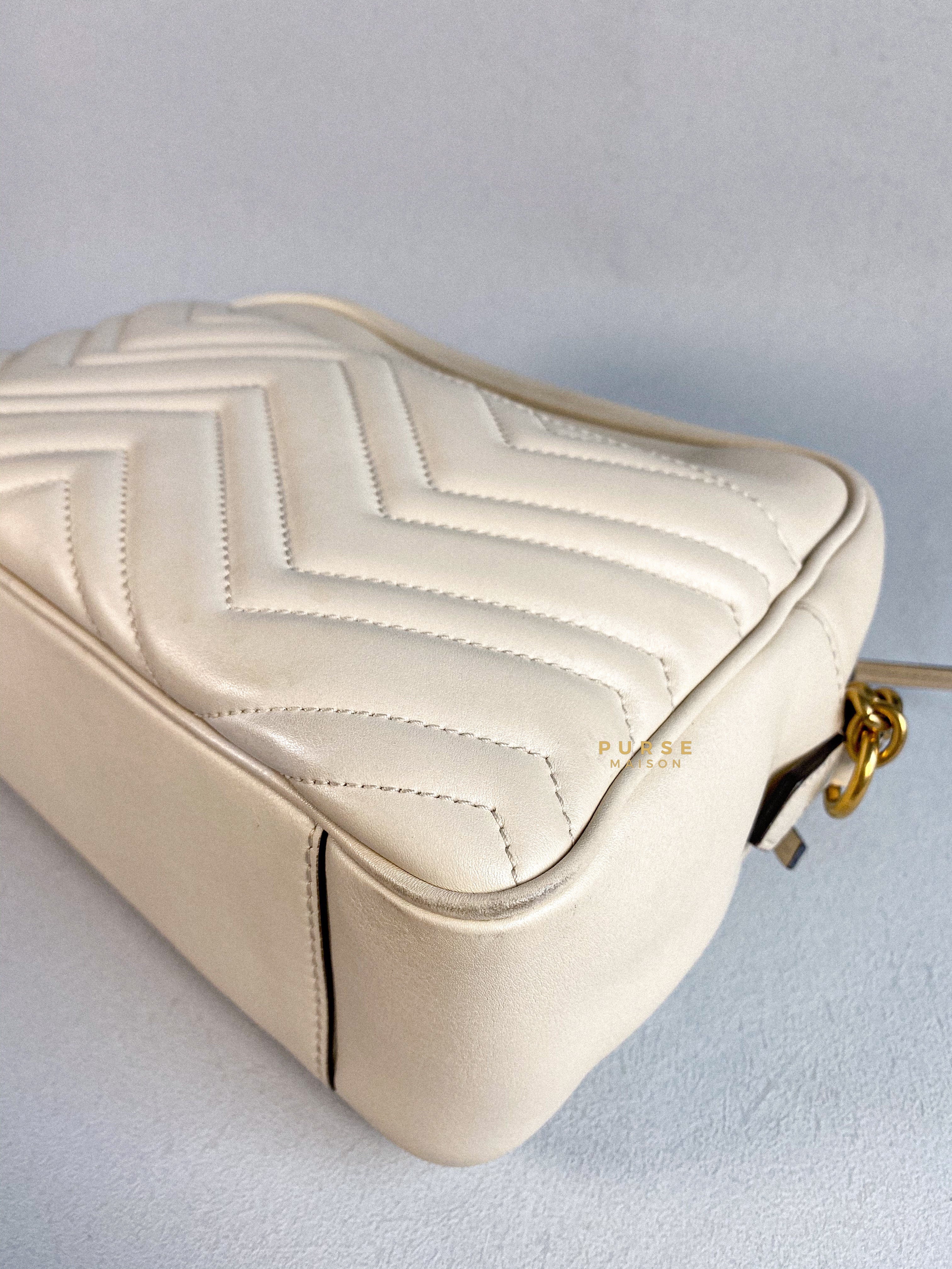 Gucci GG Marmont White Camera Medium Bag | Purse Maison Luxury Bags Shop