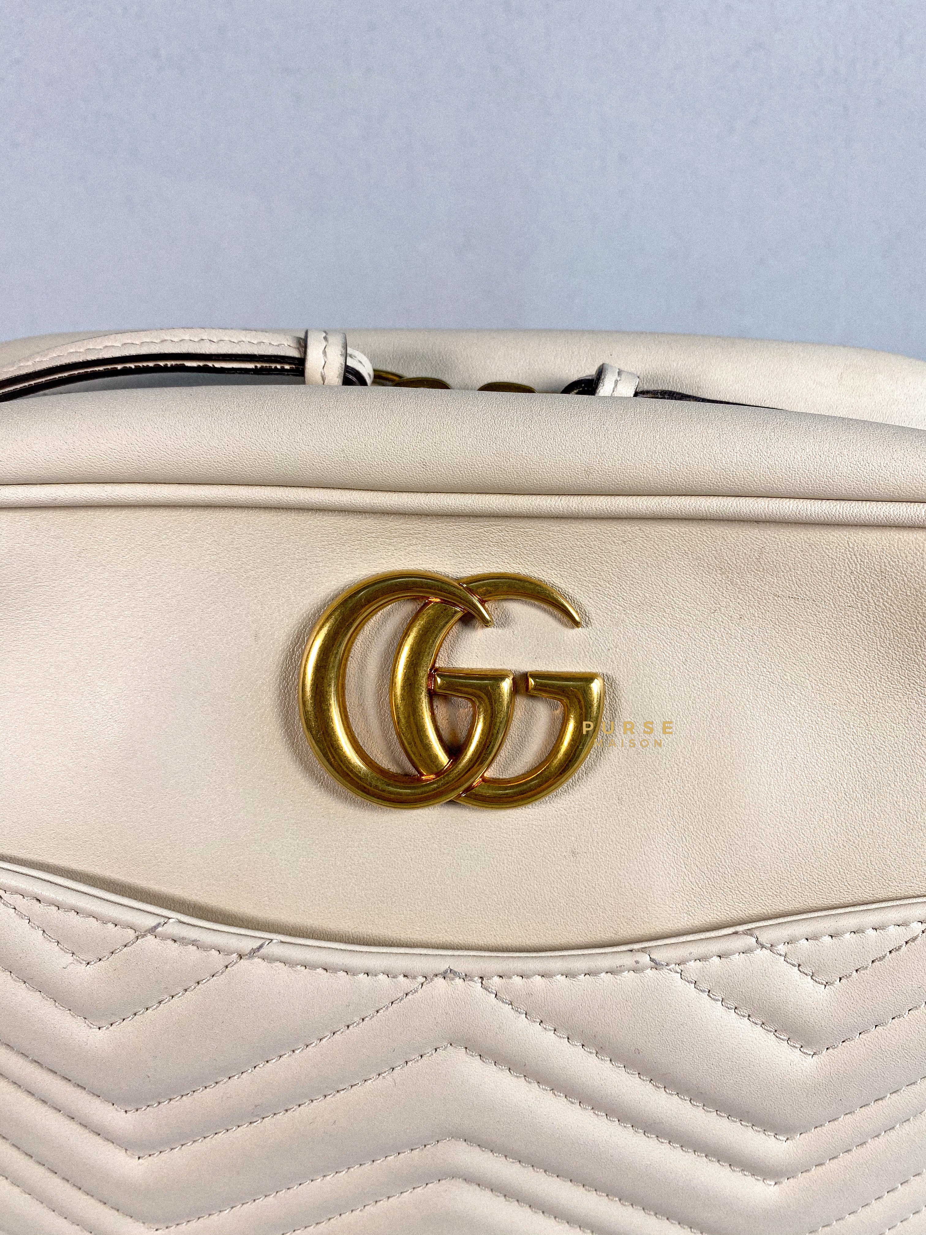 Gucci GG Marmont White Camera Medium Bag | Purse Maison Luxury Bags Shop