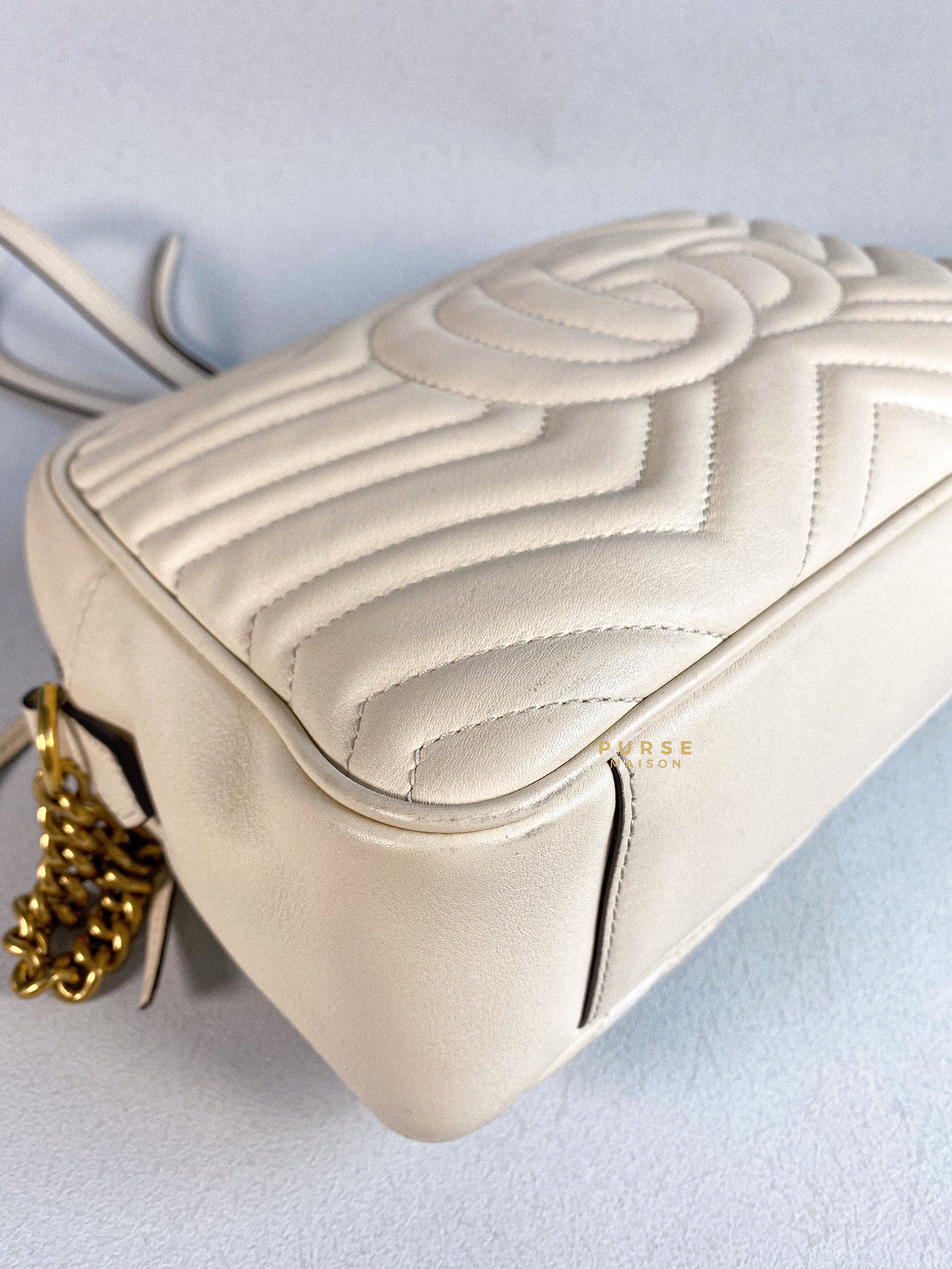 Gucci GG Marmont White Camera Medium Bag | Purse Maison Luxury Bags Shop