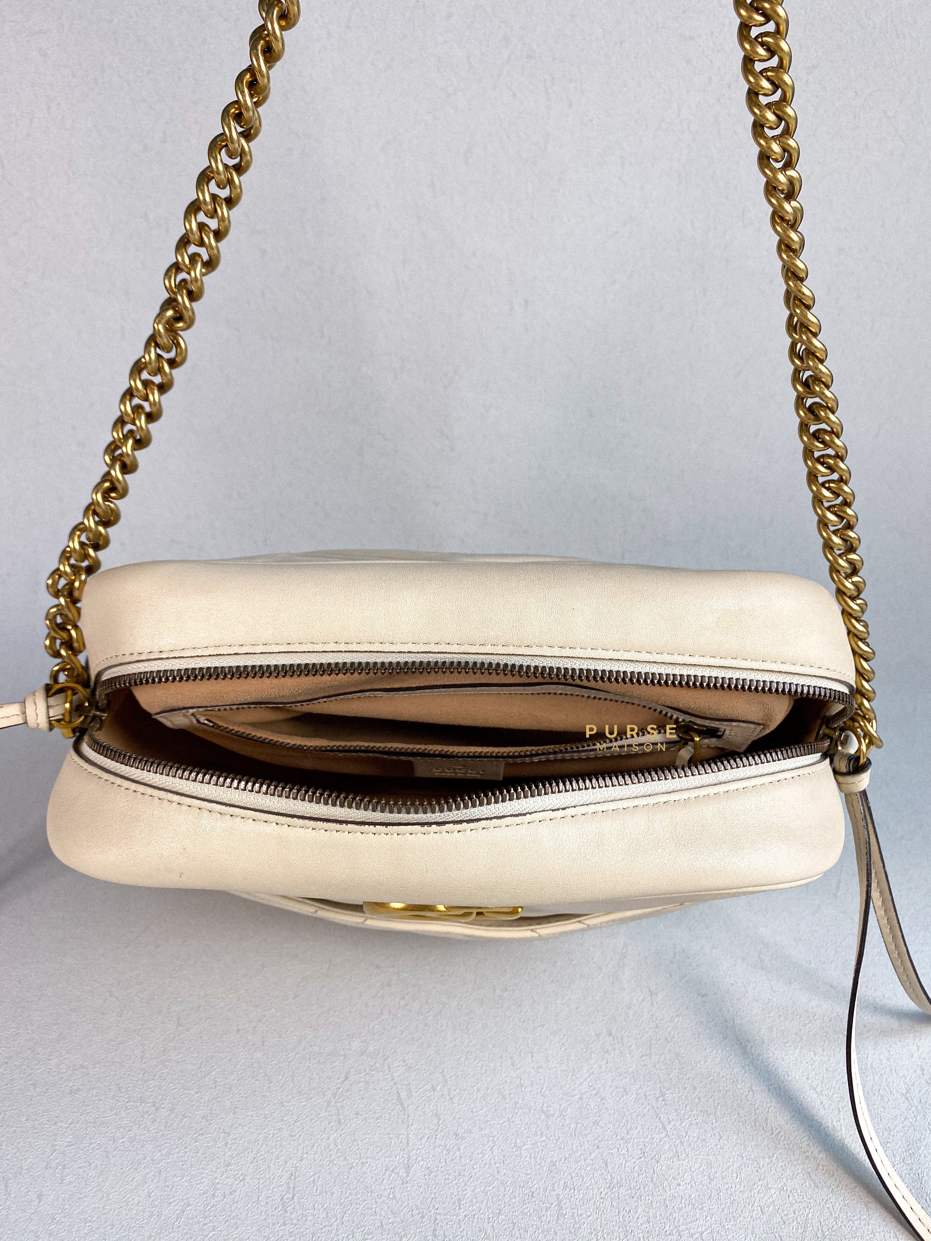 Gucci GG Marmont White Camera Medium Bag | Purse Maison Luxury Bags Shop