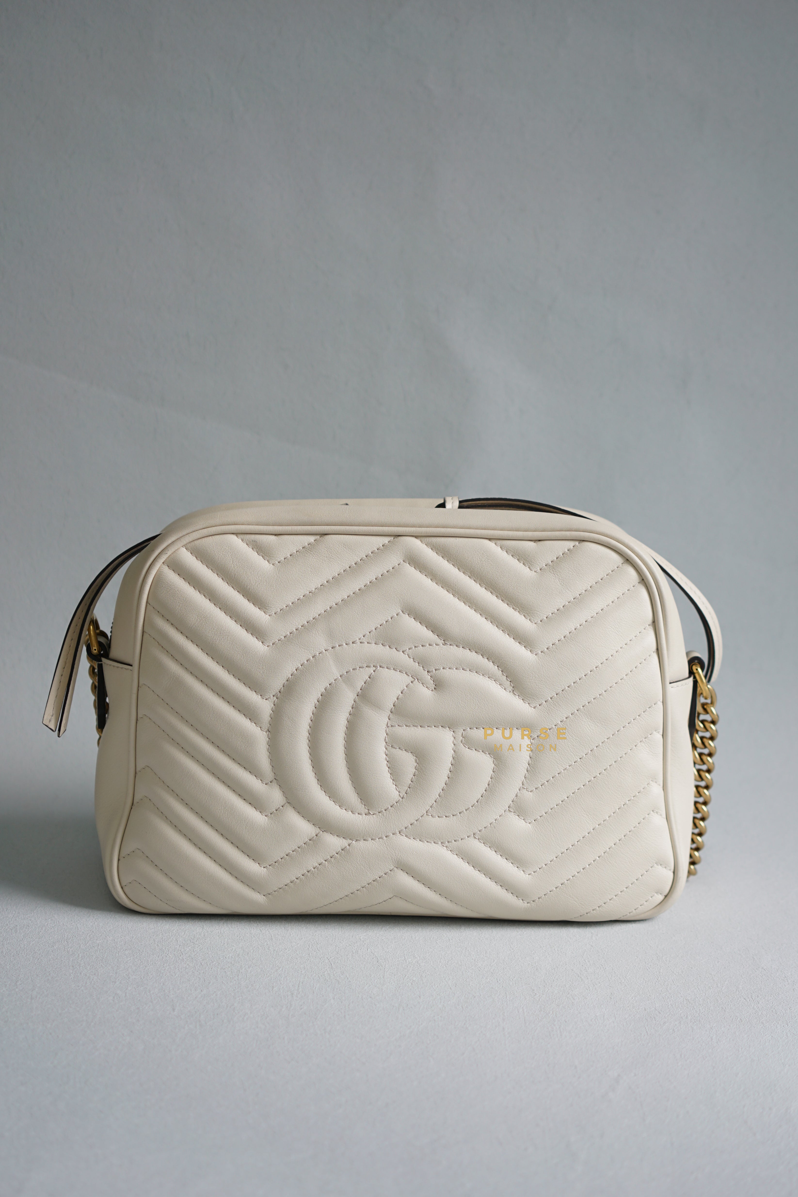 Gucci GG Marmont White Camera Medium Bag | Purse Maison Luxury Bags Shop