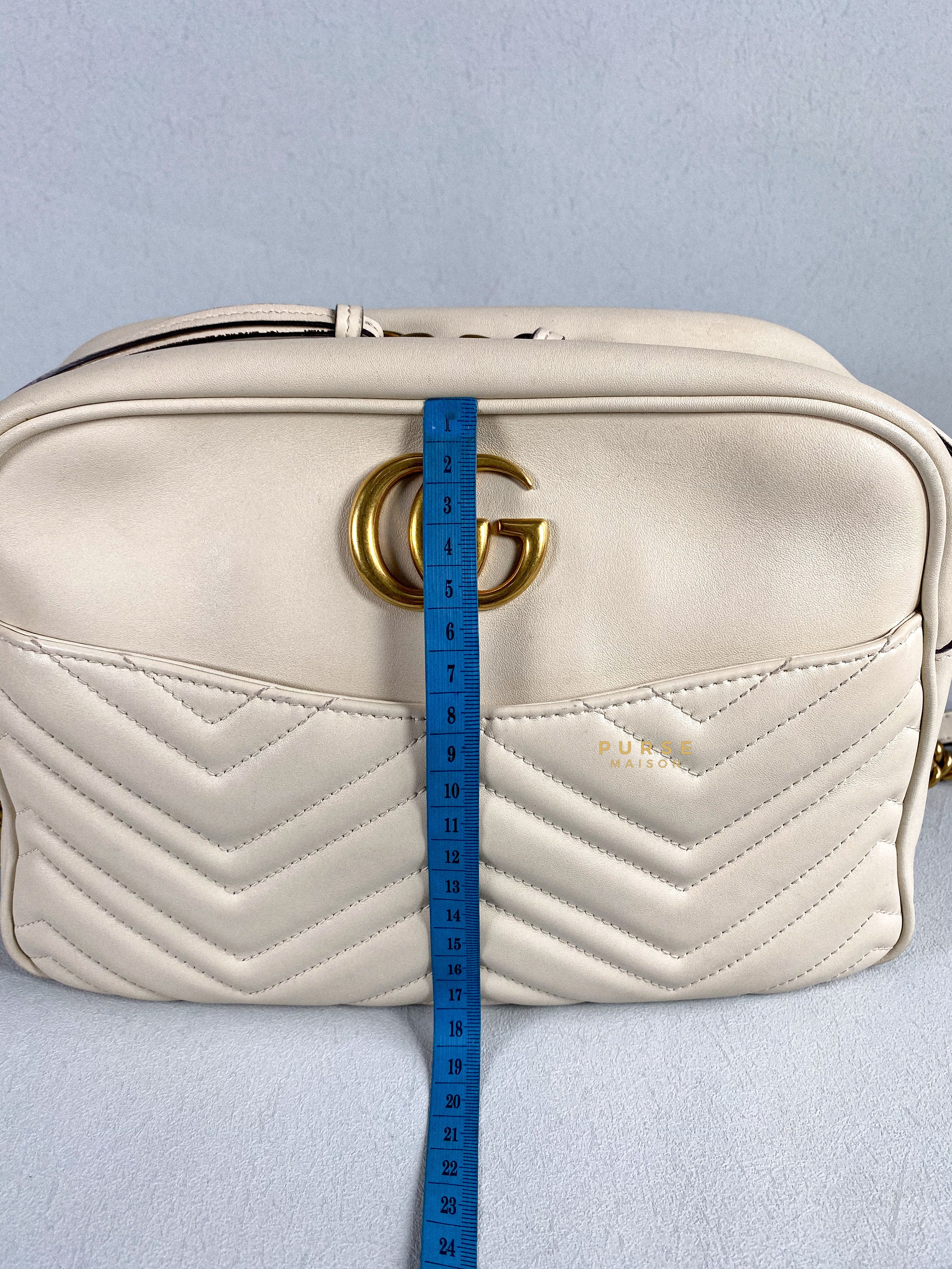 Gucci GG Marmont White Camera Medium Bag | Purse Maison Luxury Bags Shop