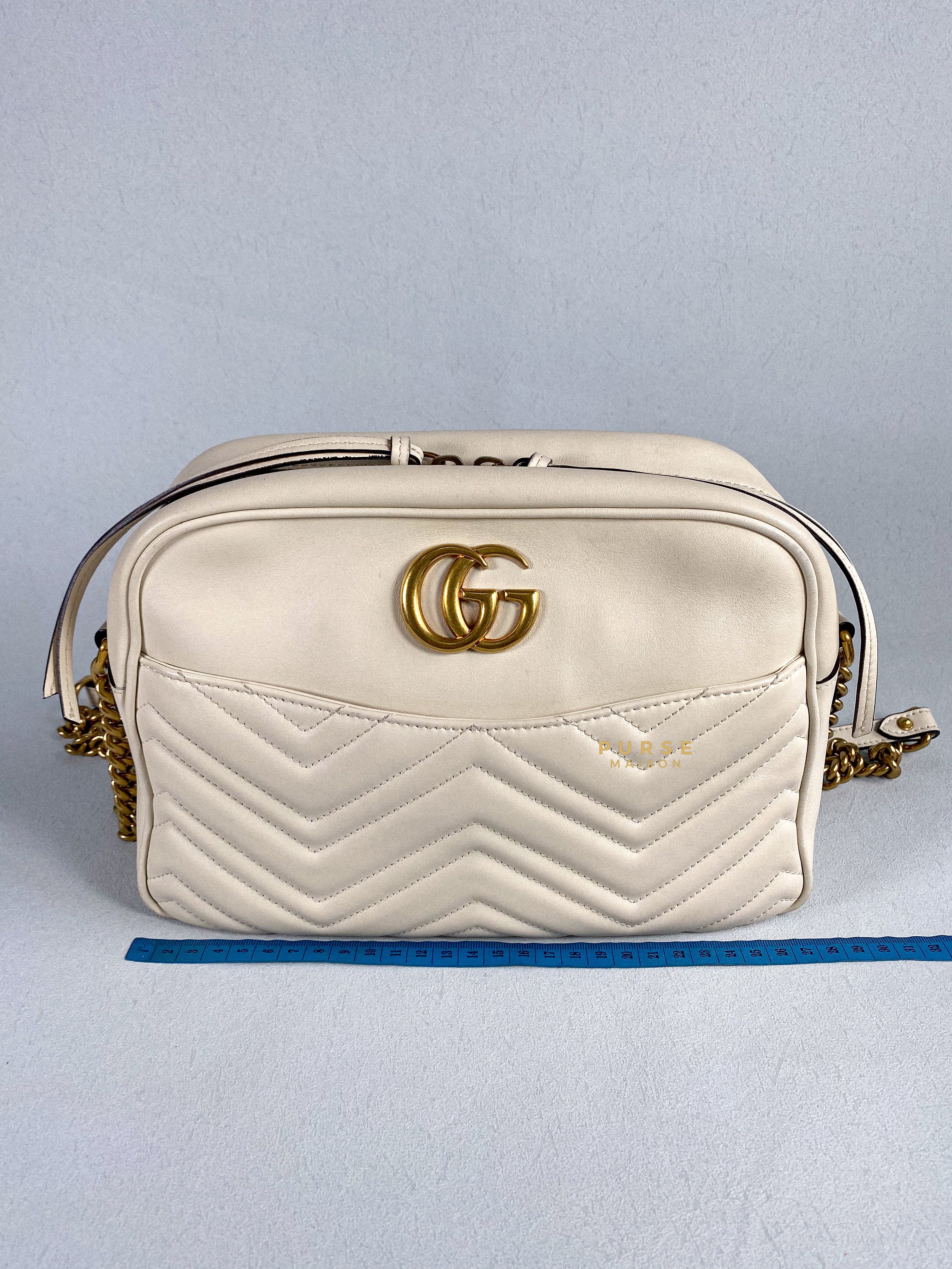 Gucci GG Marmont White Camera Medium Bag | Purse Maison Luxury Bags Shop