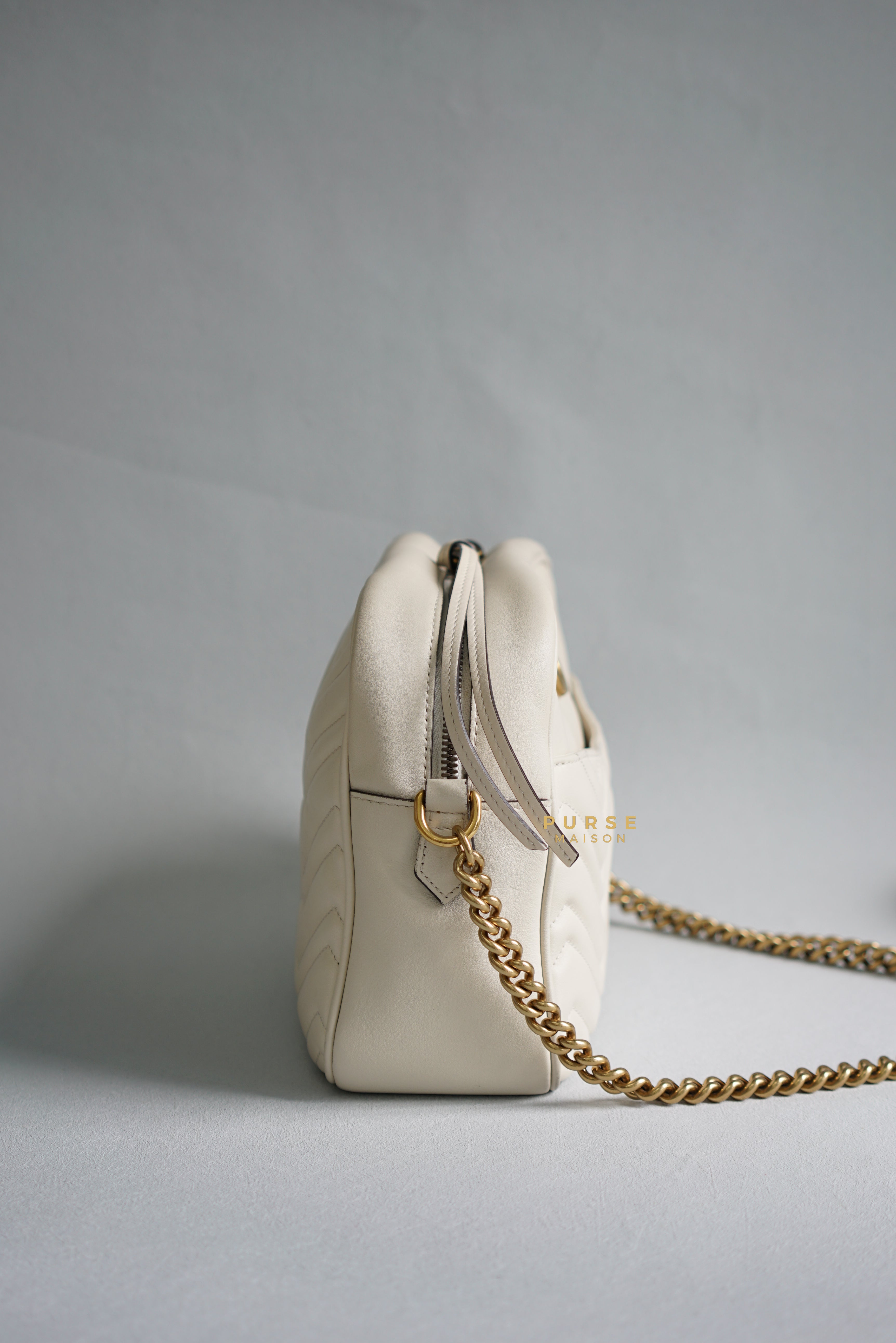 Gucci GG Marmont White Camera Medium Bag | Purse Maison Luxury Bags Shop