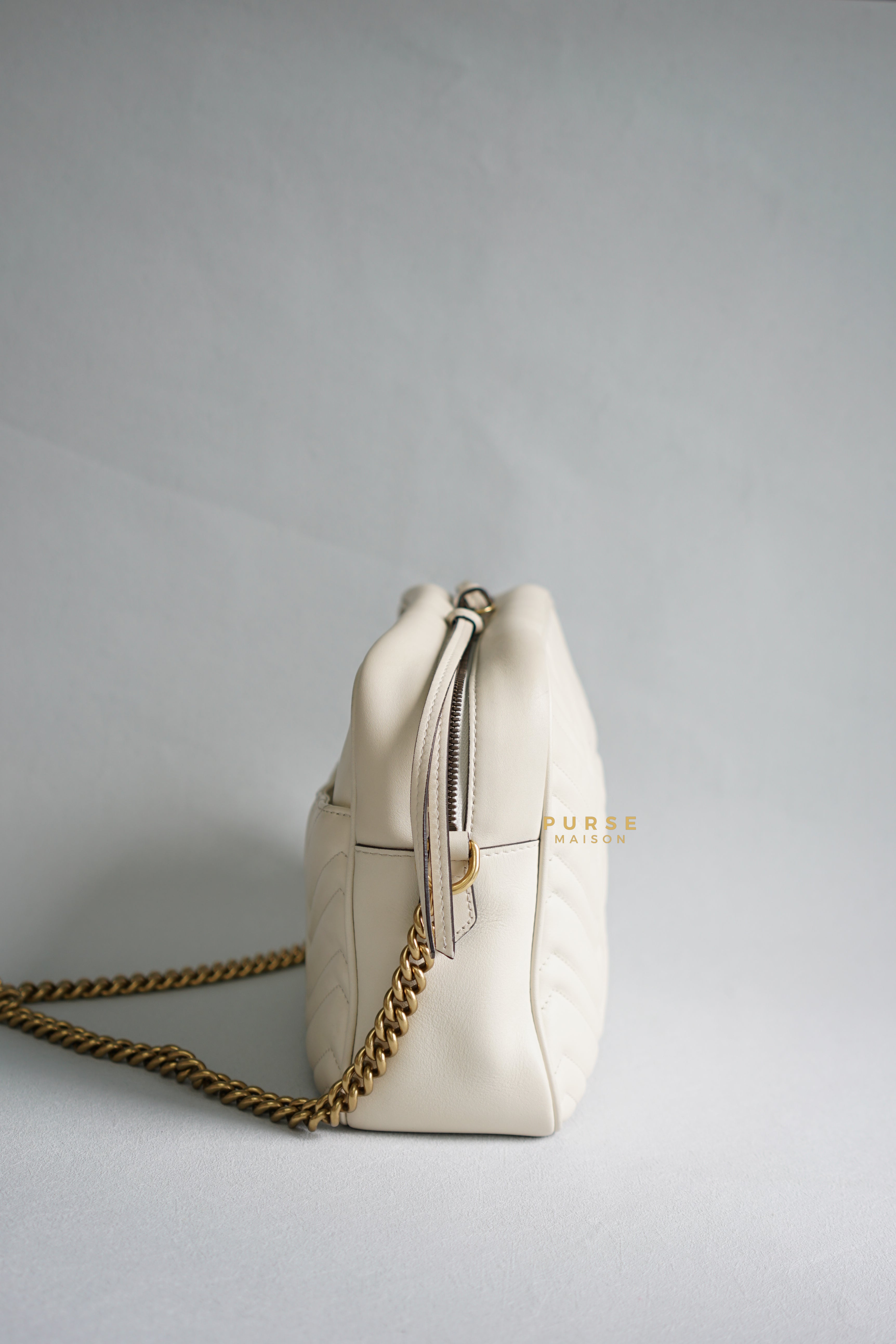 Gucci GG Marmont White Camera Medium Bag | Purse Maison Luxury Bags Shop