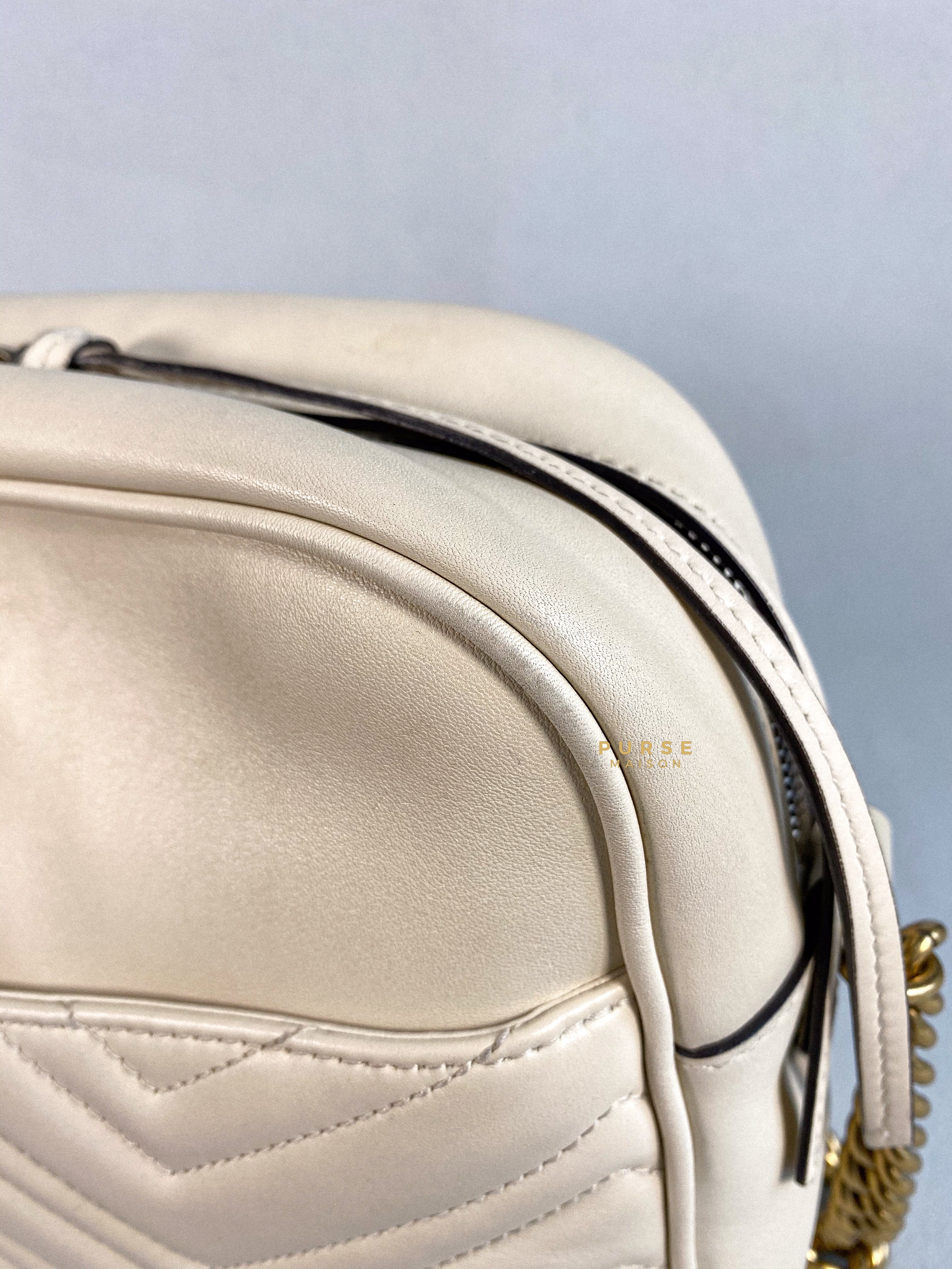 Gucci GG Marmont White Camera Medium Bag | Purse Maison Luxury Bags Shop