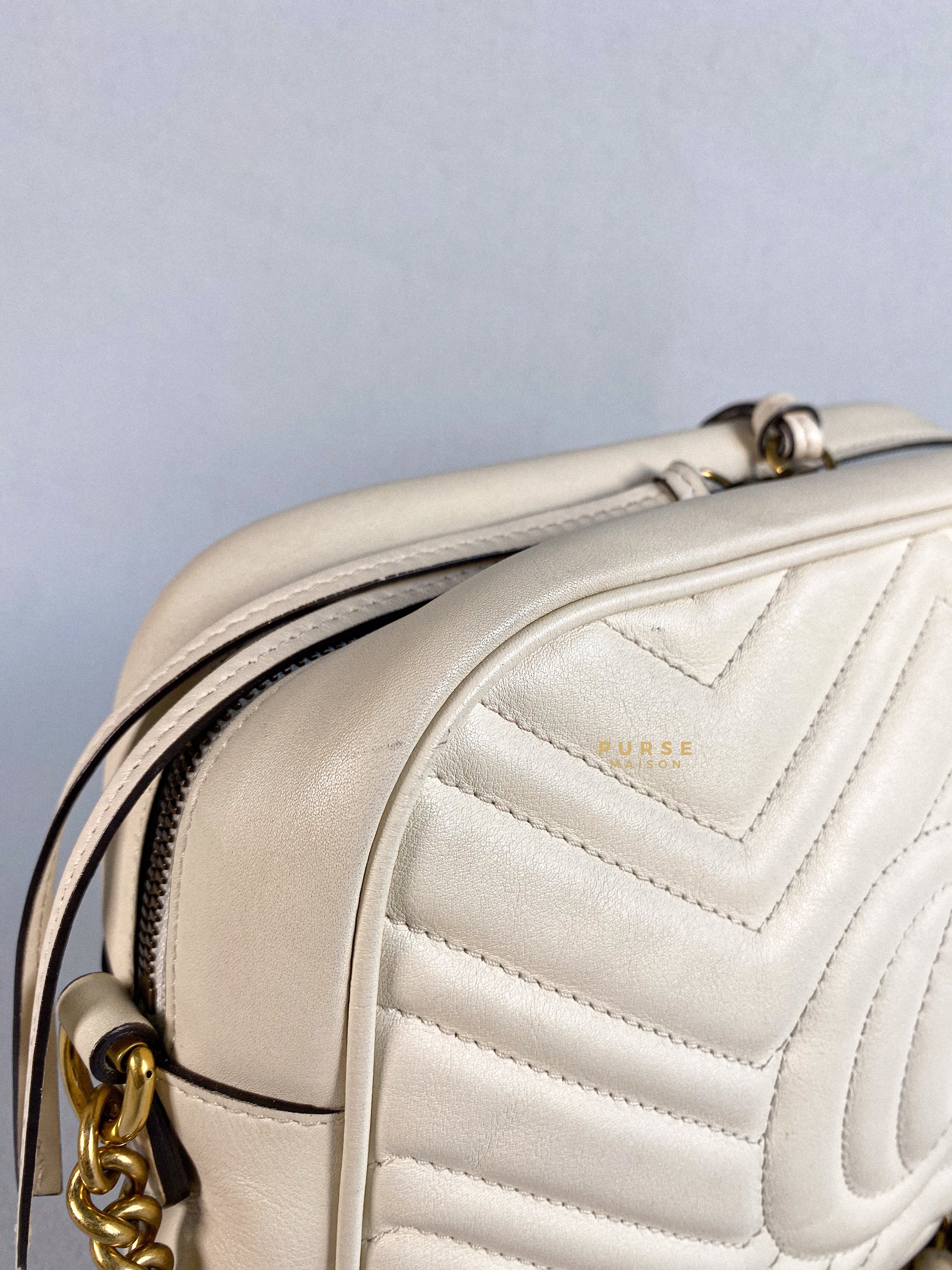 Gucci GG Marmont White Camera Medium Bag | Purse Maison Luxury Bags Shop