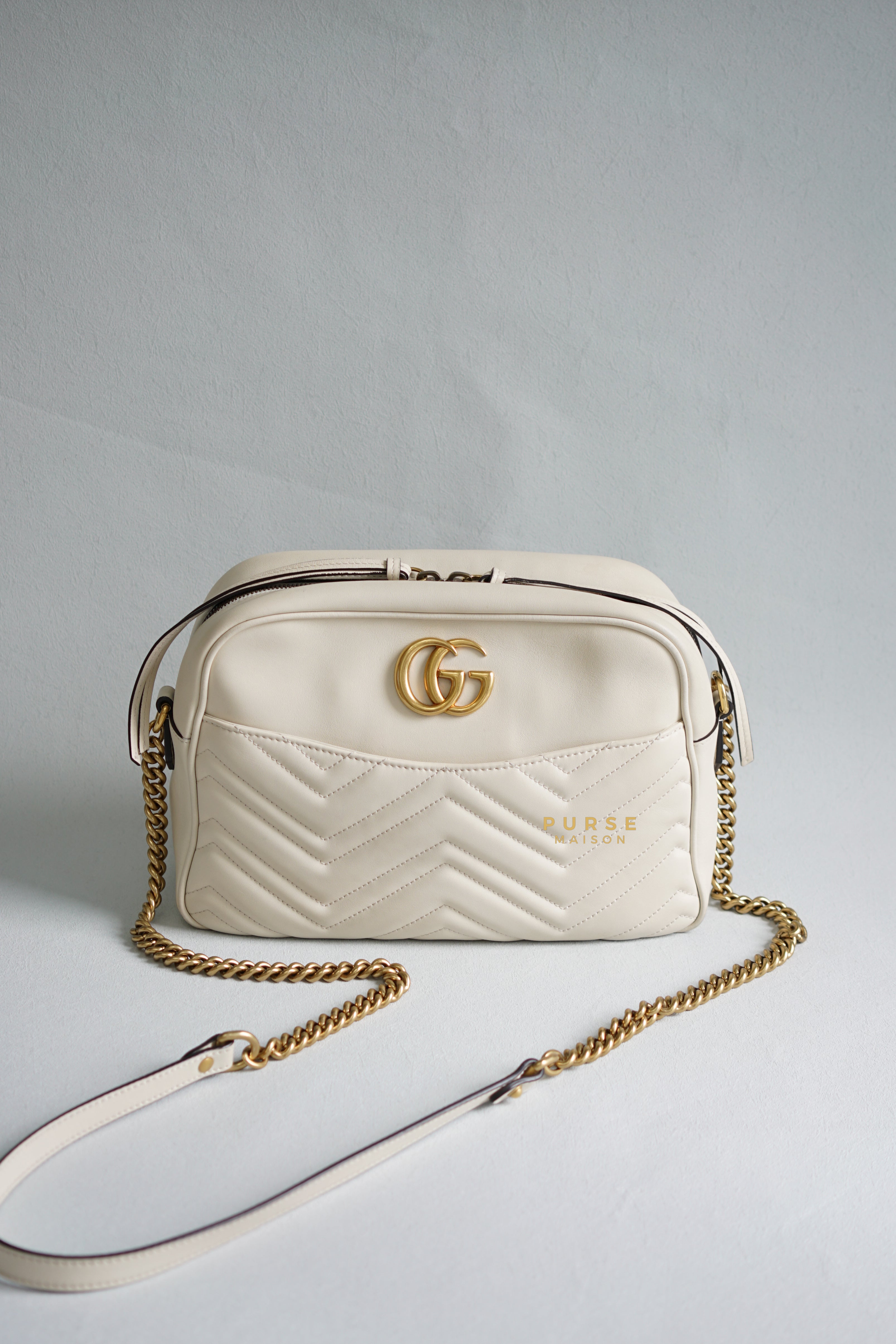 Gucci GG Marmont White Camera Medium Bag | Purse Maison Luxury Bags Shop