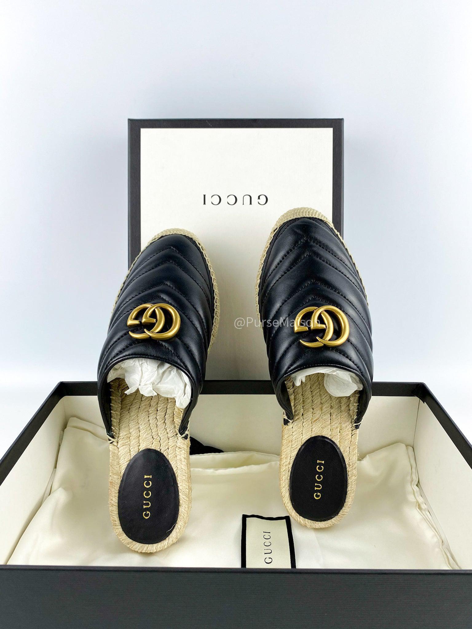 Gucci GG Slip On Mule Marmont Black (Size 37.5 EU, 24.5cm)