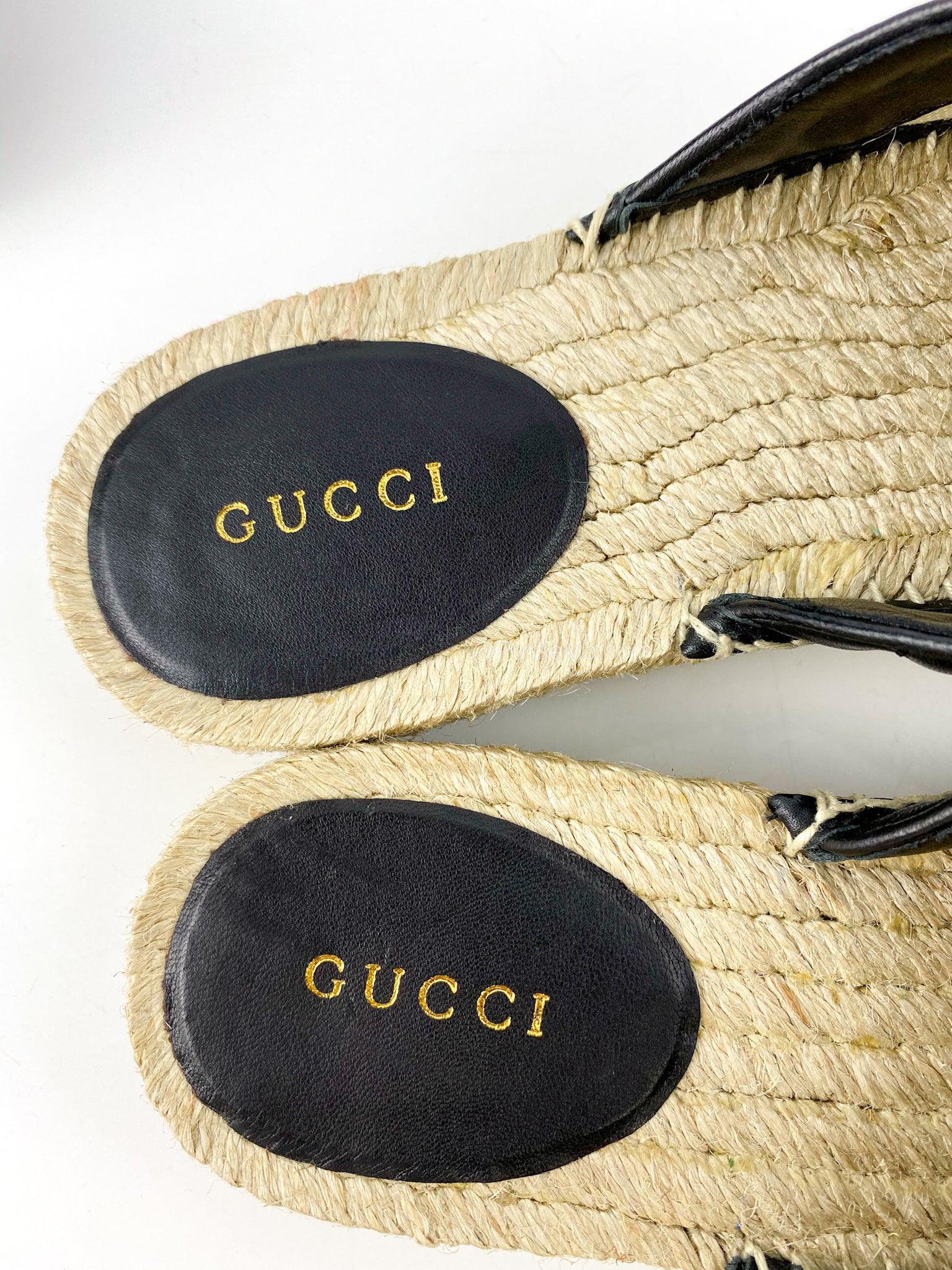 Gucci GG Slip On Mule Marmont Black (Size 37.5 EU, 24.5cm)