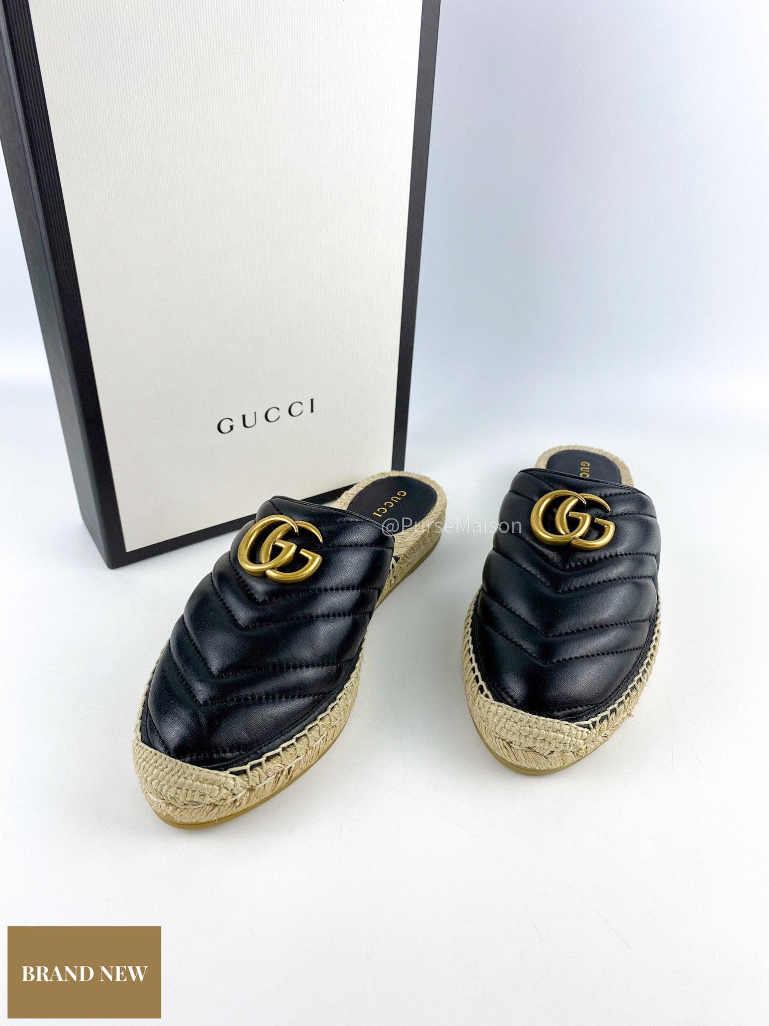 Gucci GG Slip On Mule Marmont Black (Size 37.5 EU, 24.5cm)