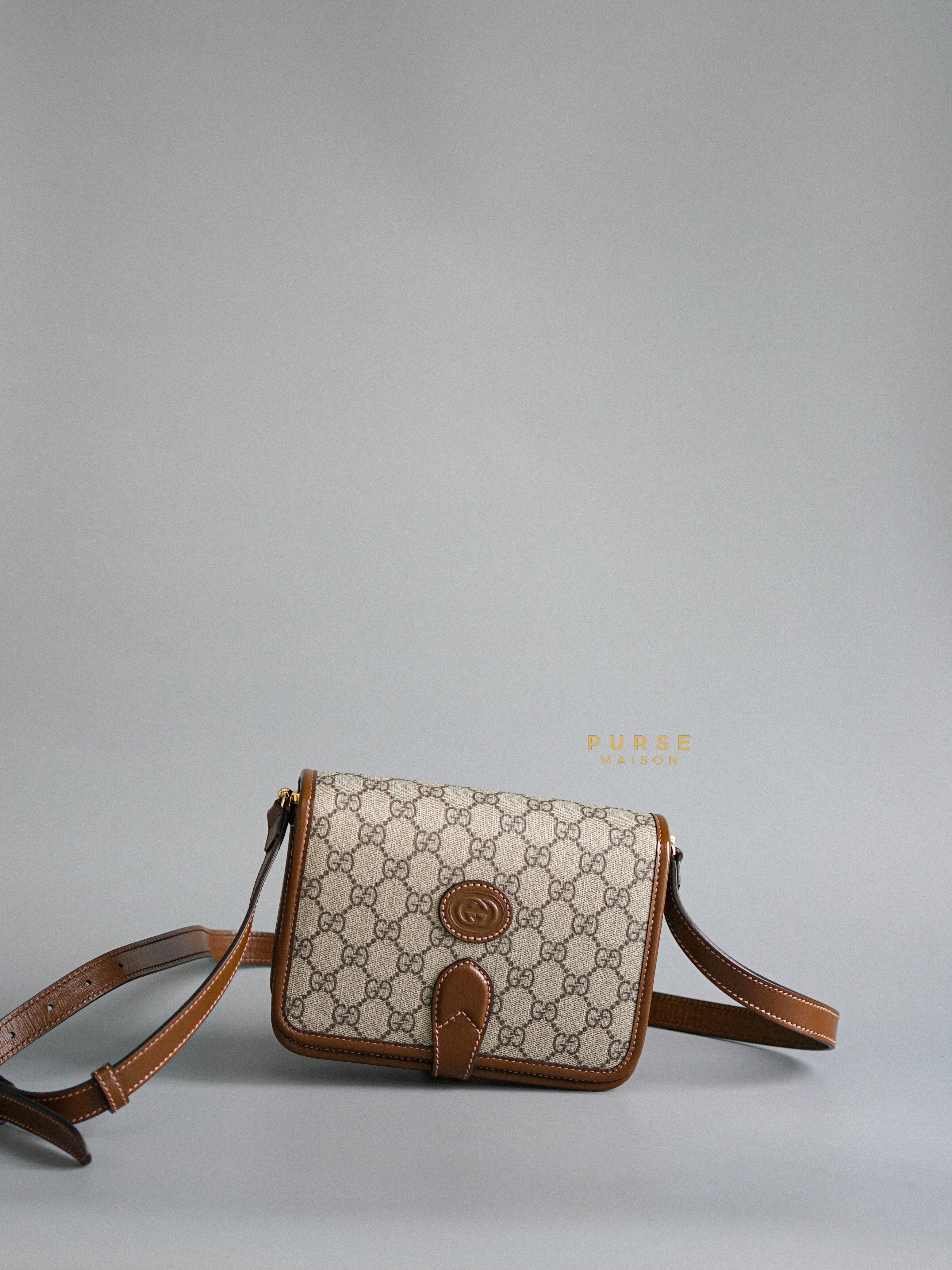 Gucci GG Supreme Azalea Calfskin Mini Retro Interlocking G Flap For Men | Purse Maison Luxury Bags Shop