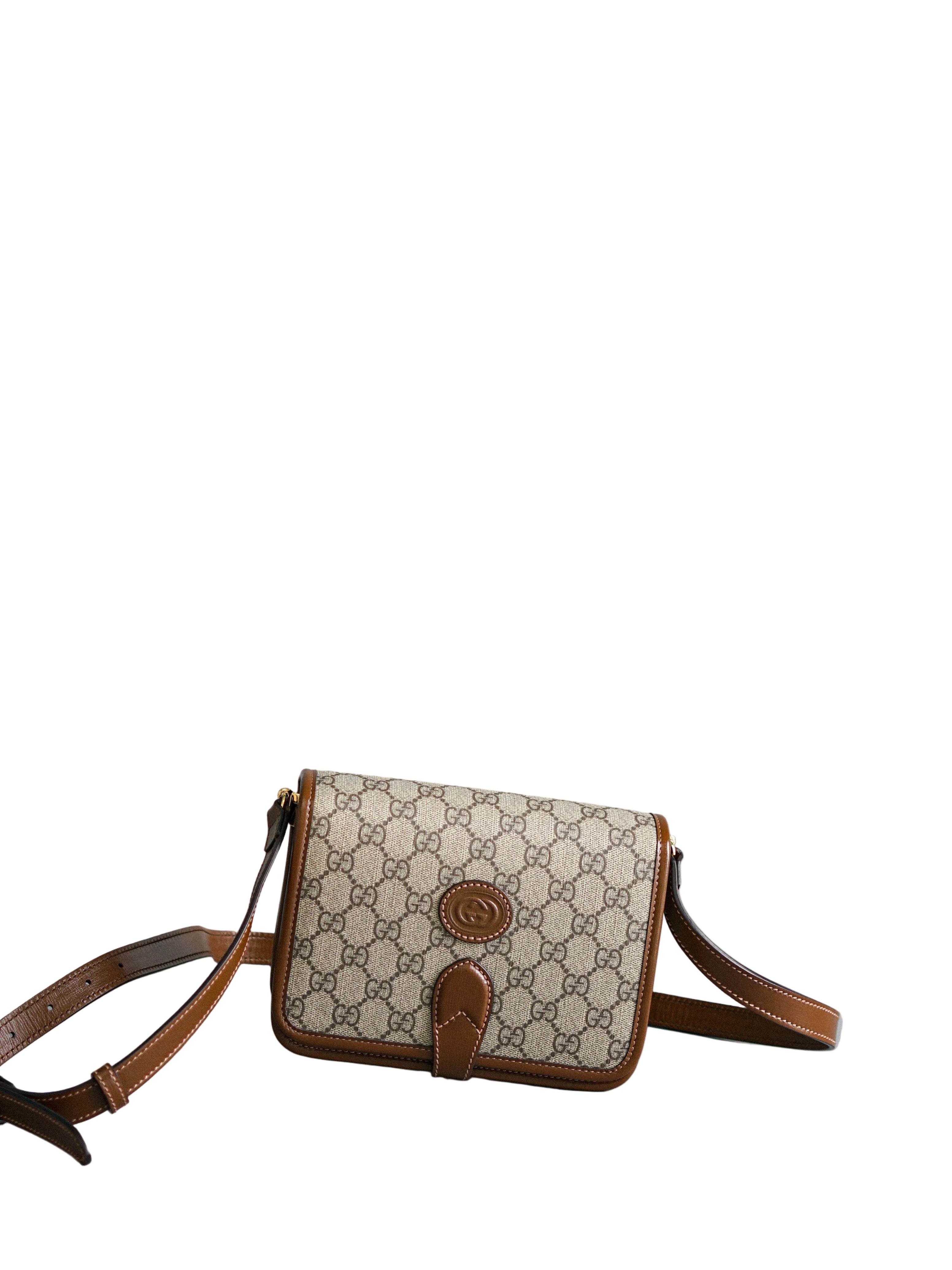 Gucci GG Supreme Azalea Calfskin Mini Retro Interlocking G Flap For Men | Purse Maison Luxury Bags Shop