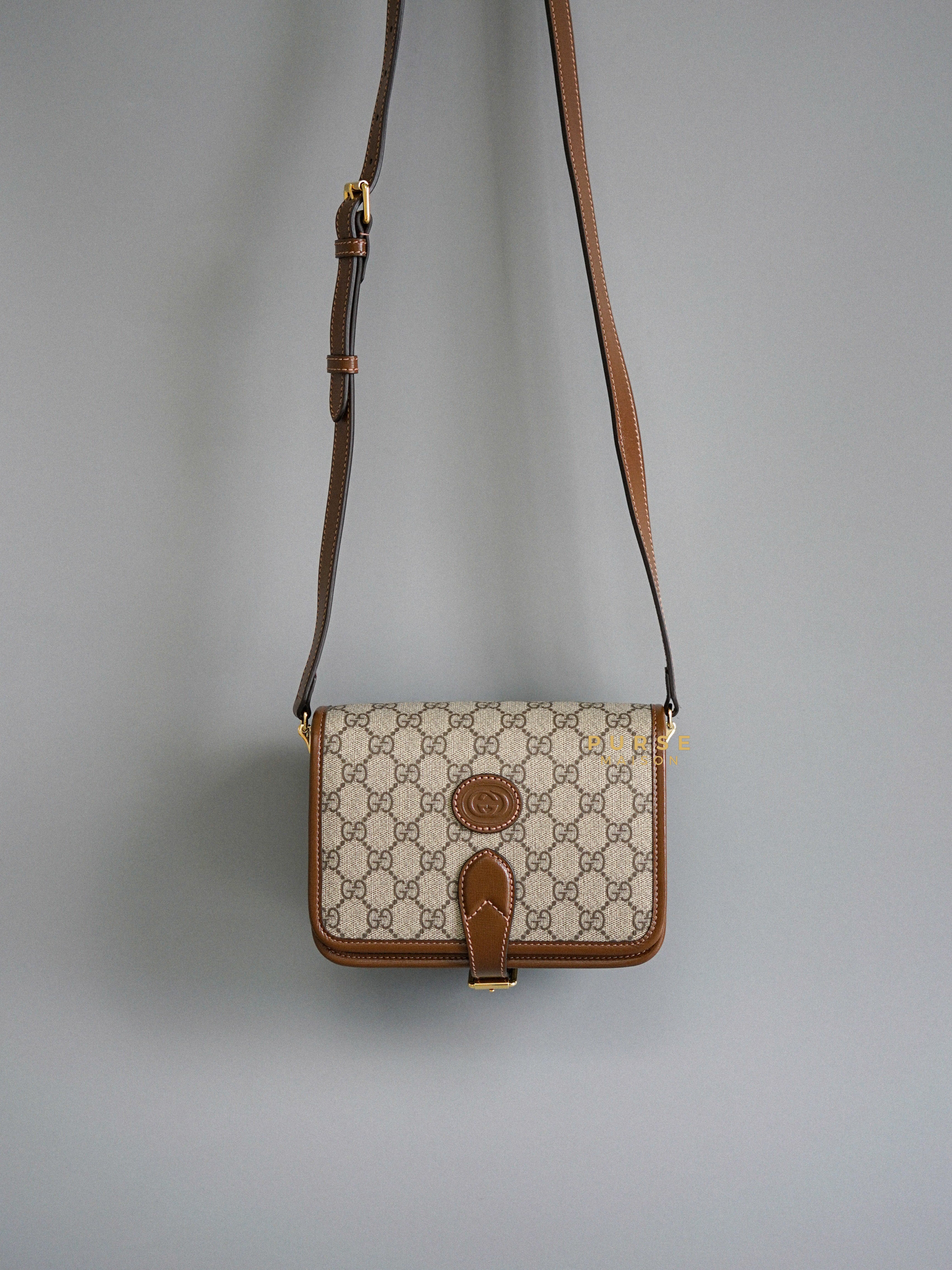 Gucci GG Supreme Azalea Calfskin Mini Retro Interlocking G Flap For Men | Purse Maison Luxury Bags Shop