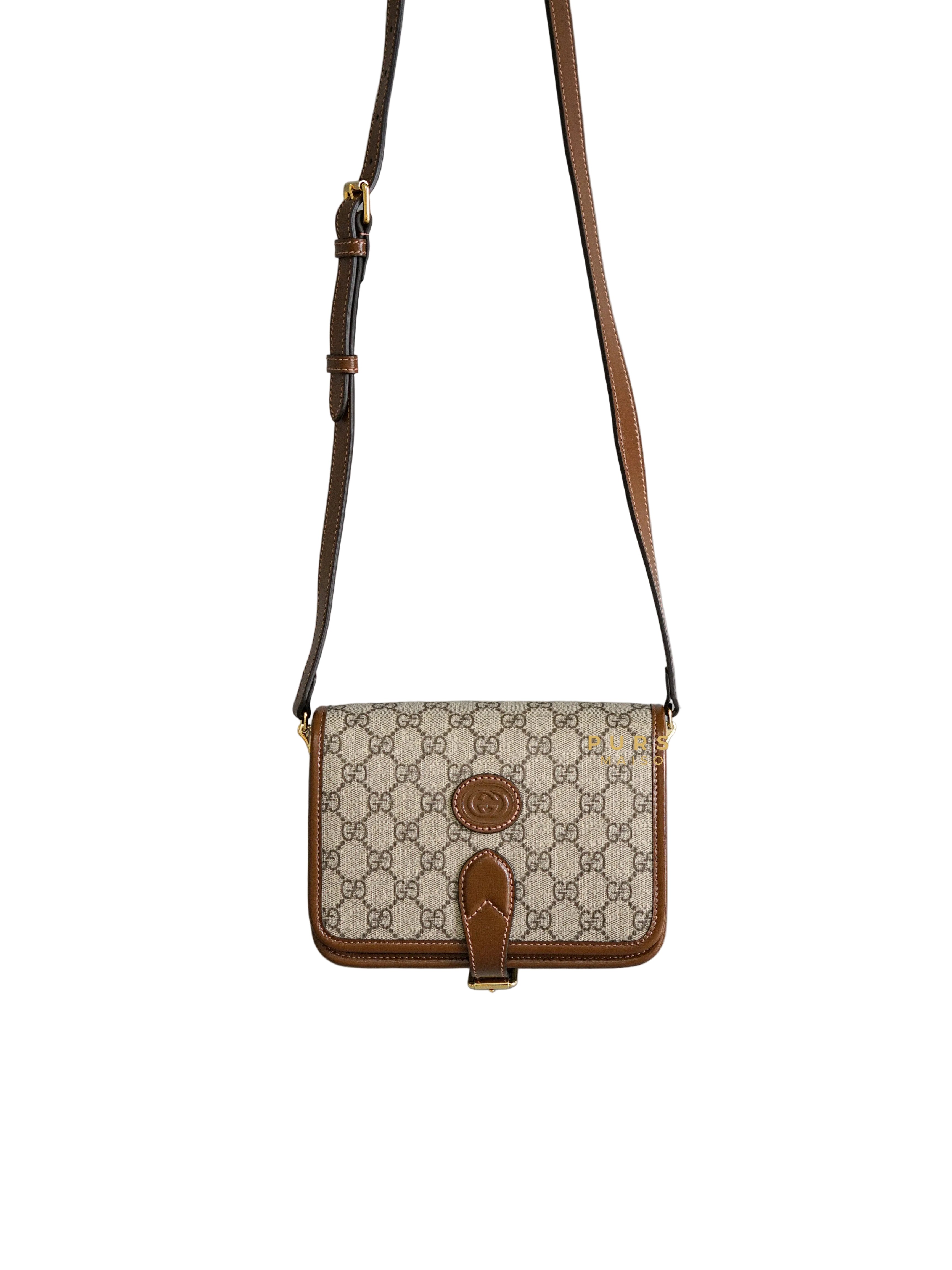 Gucci GG Supreme Azalea Calfskin Mini Retro Interlocking G Flap For Men | Purse Maison Luxury Bags Shop