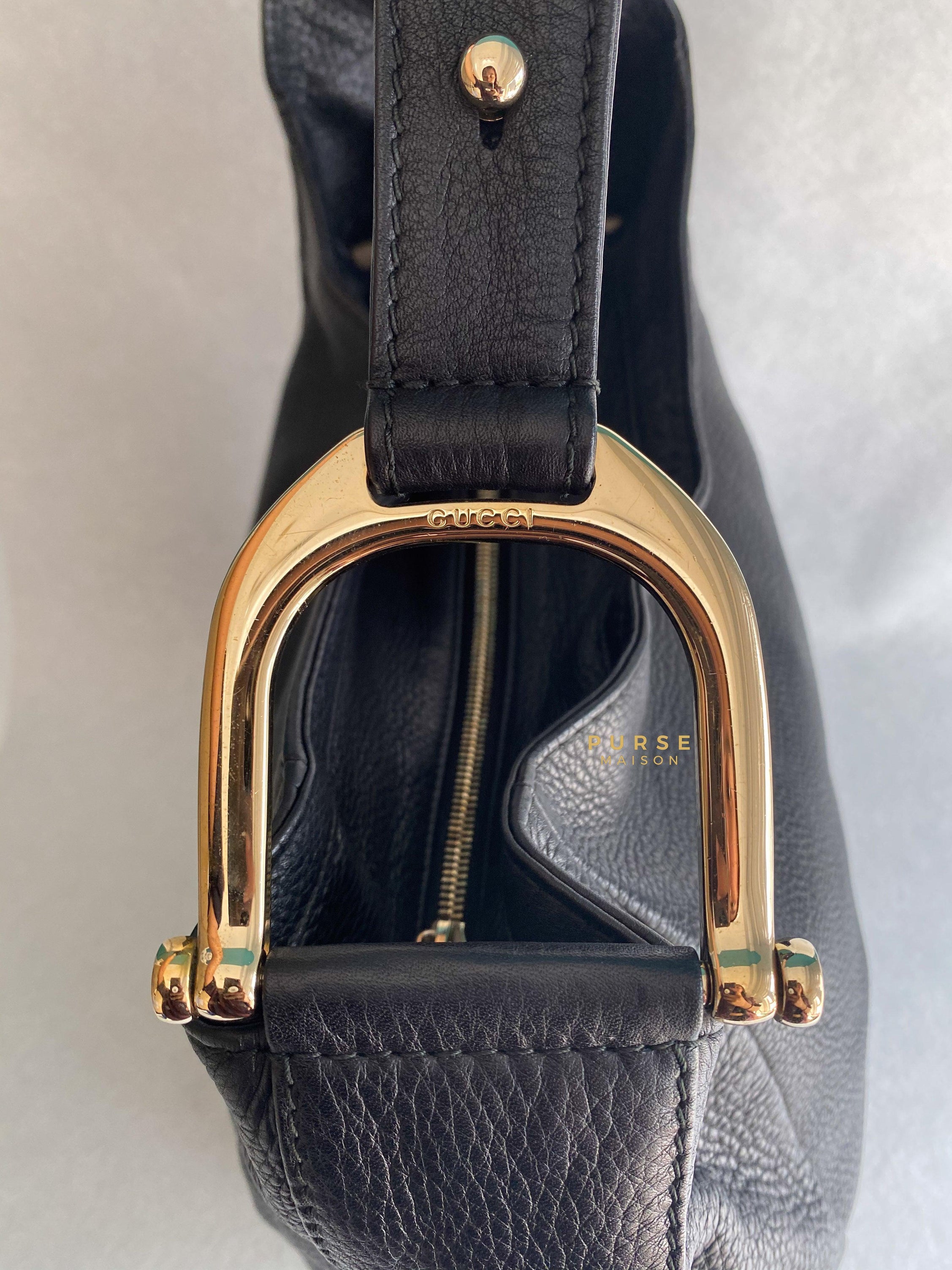 Gucci Greenwich Hobo Large Black Leather | Purse Maison Luxury Bags Shop