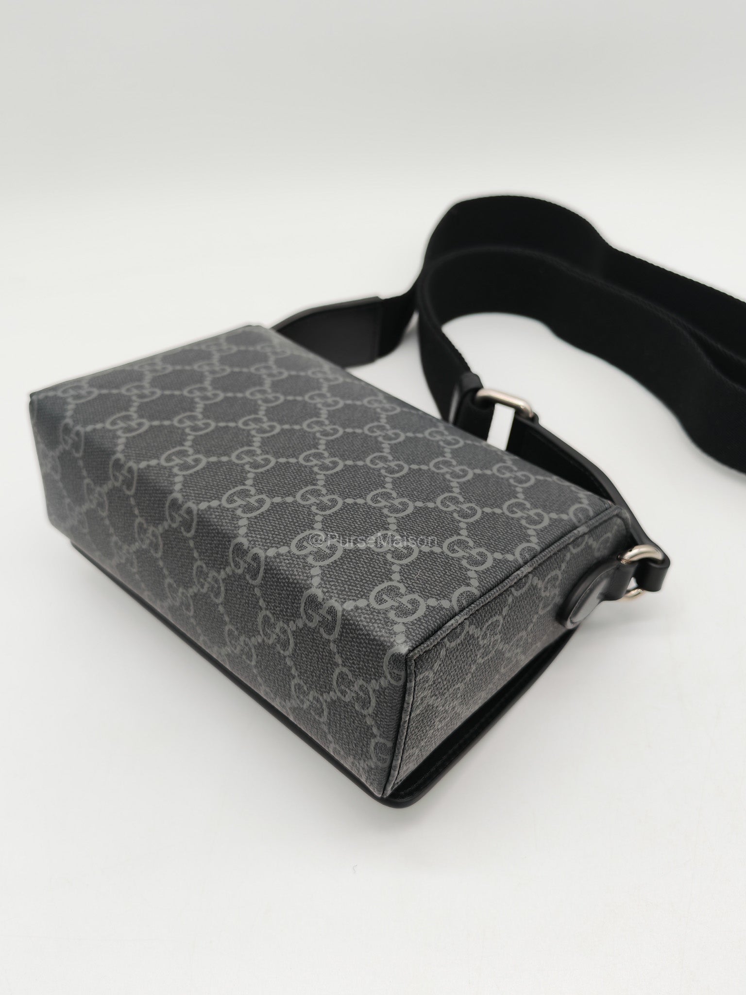 Gucci Horsebit 1955 Mini Shoulder Bag in Black GG Supreme Coated Canvas | Purse Maison Luxury Bags Shop
